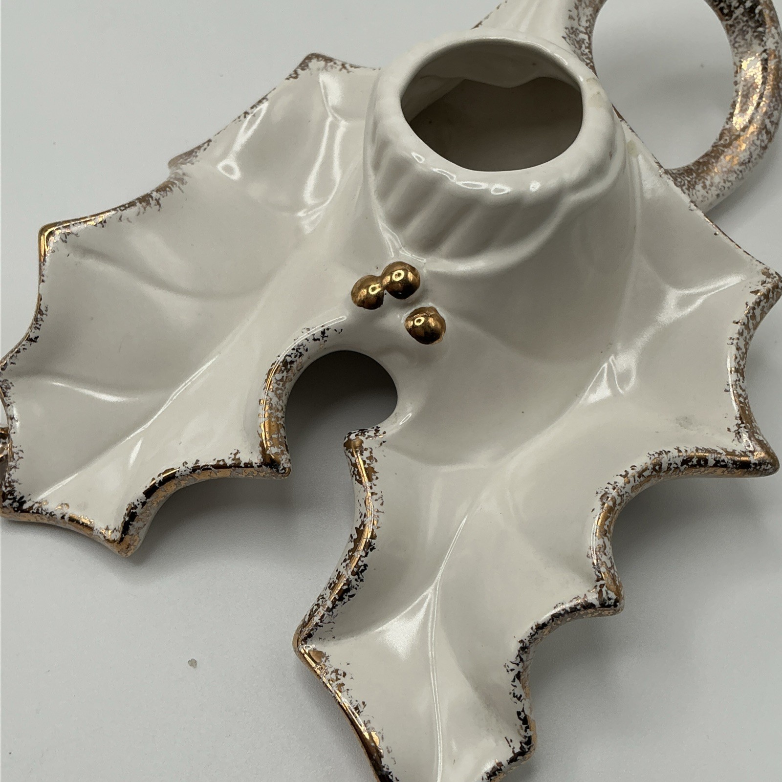 Vintage Hollydale Pottery California Gold Encrusted Tableware Leaf Dish Set 4pc
