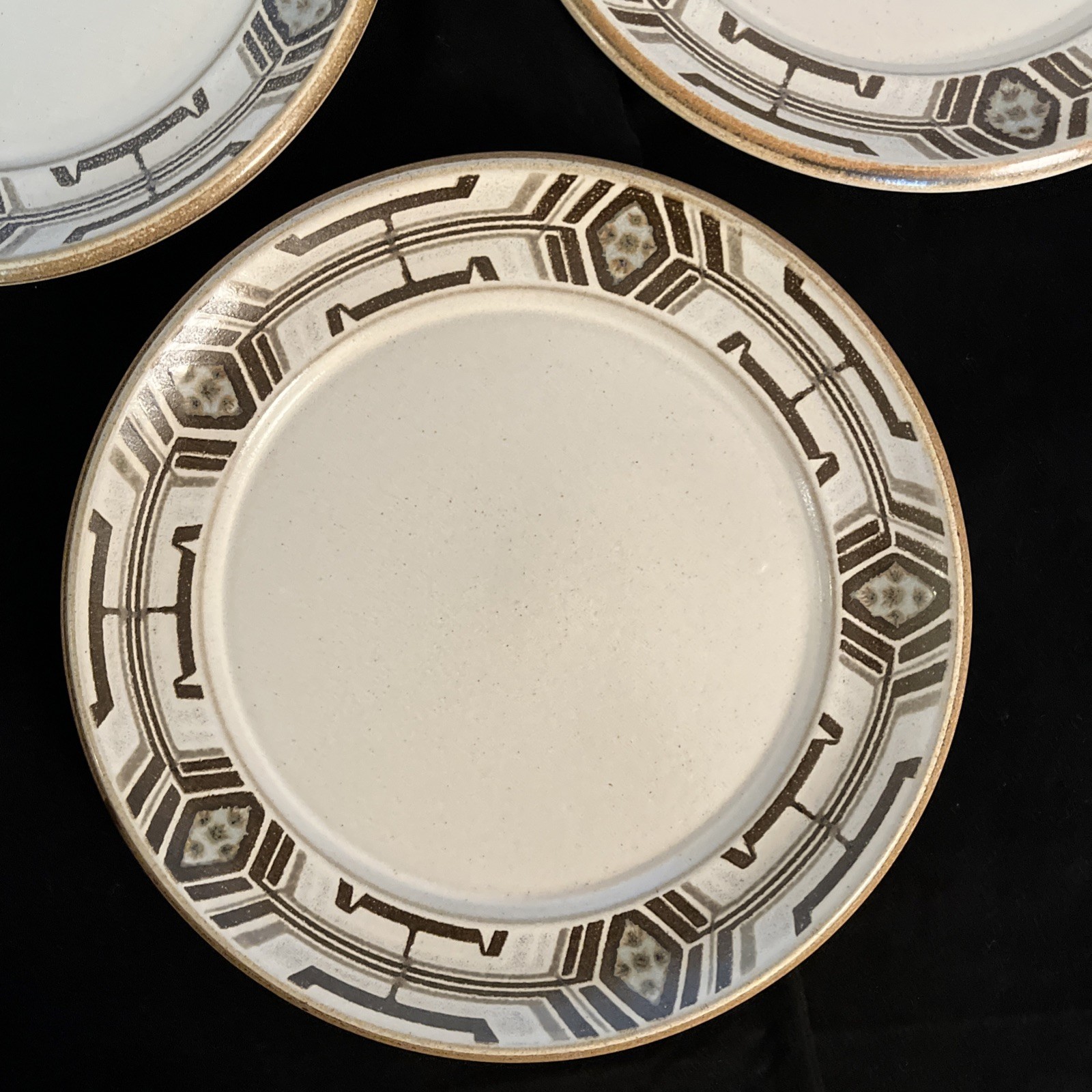 Set Of 3 Denby Plates 6.5in Stoneware Potpourri Aztec For Tea Side Dessert Bread