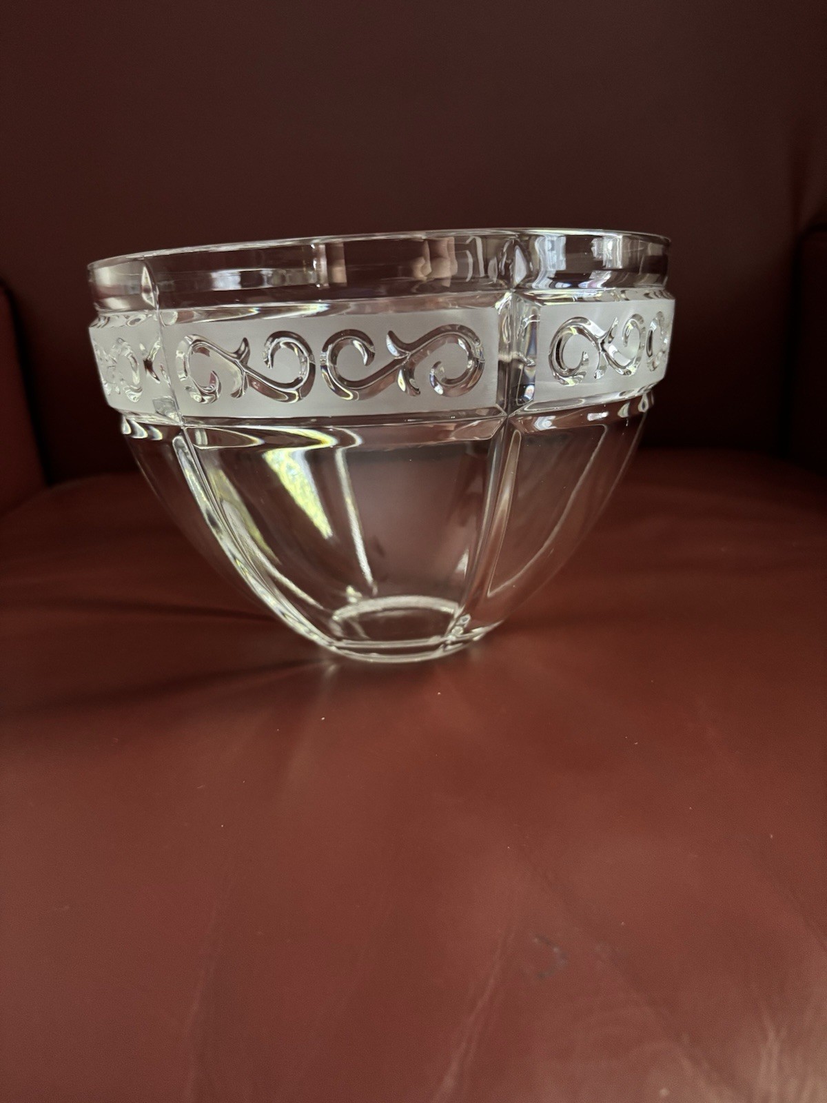 MARQUIS by Waterford Crystal Bowl 7.5″ x 6″ Frosted Details Art Deco