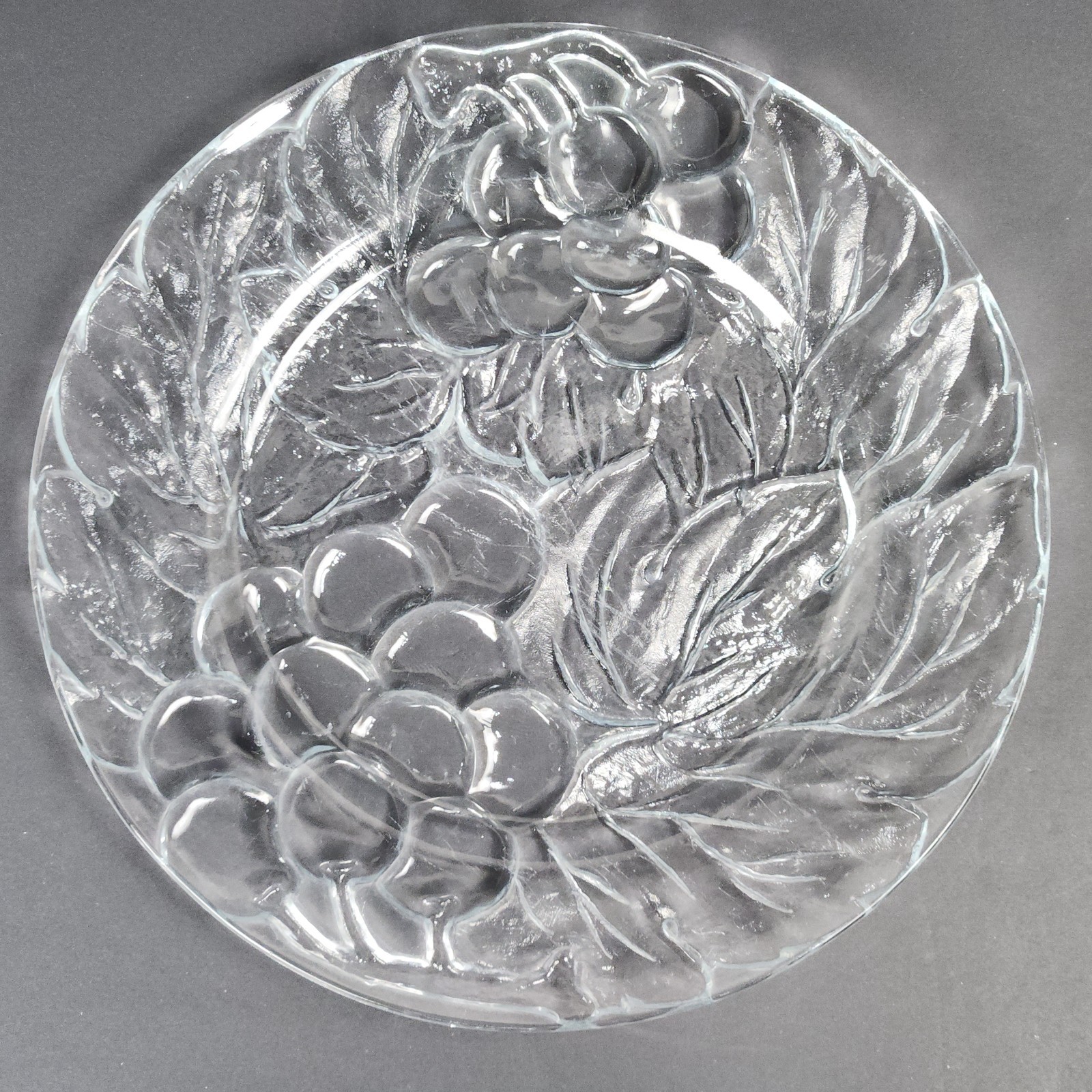 Vintage KIG (Indonesia) Glass Plates w/ Embossed Grapes & Leaves – Your Choice!