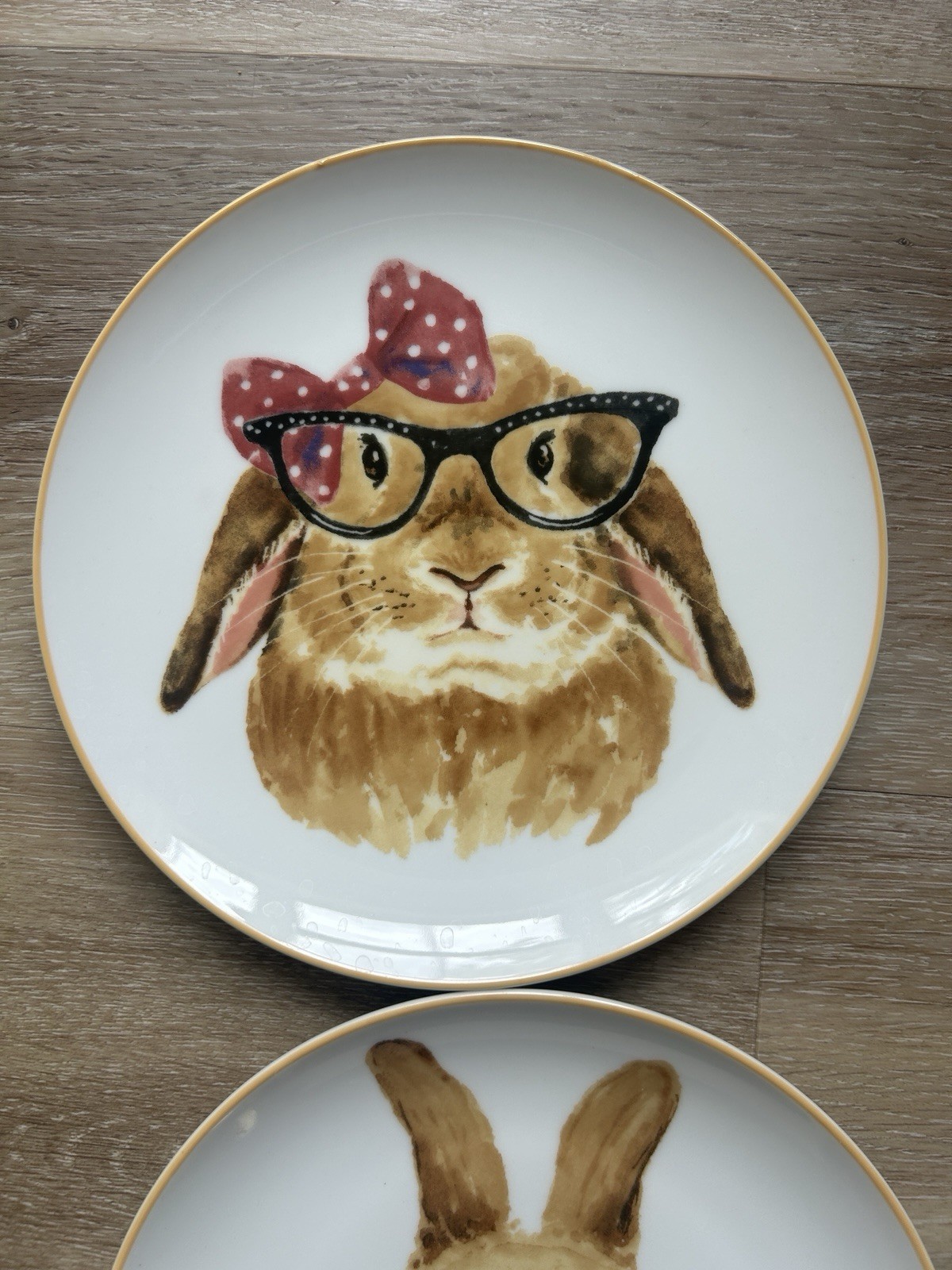 Four Bunny Plates Easter Spring Eight Inches Each Brand New