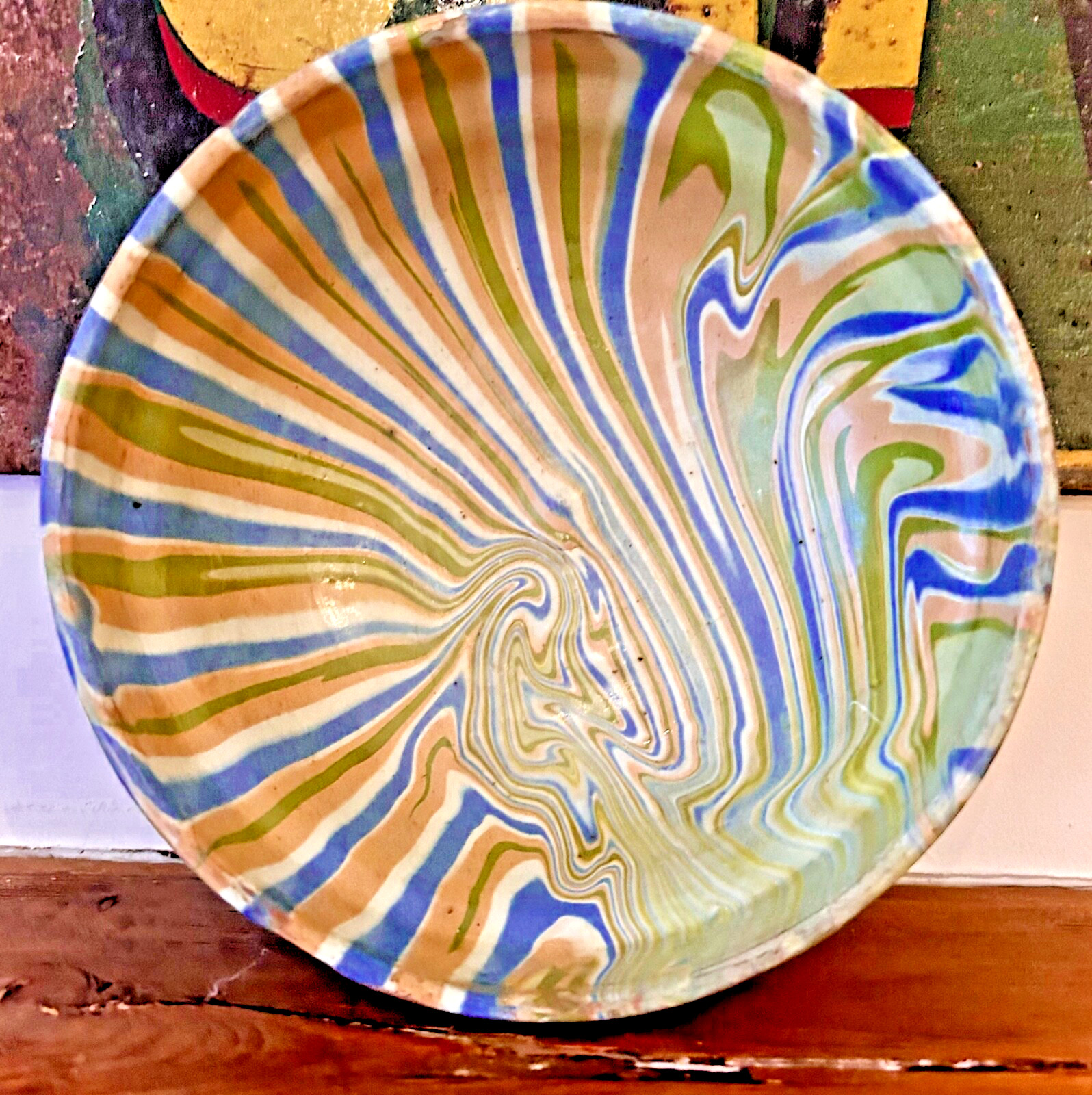 FRENCH ANtTIQUE TERRA COTTA GLAZE POTTERY EARTHENWARE PLATE CERAMIC BOWL JASPE
