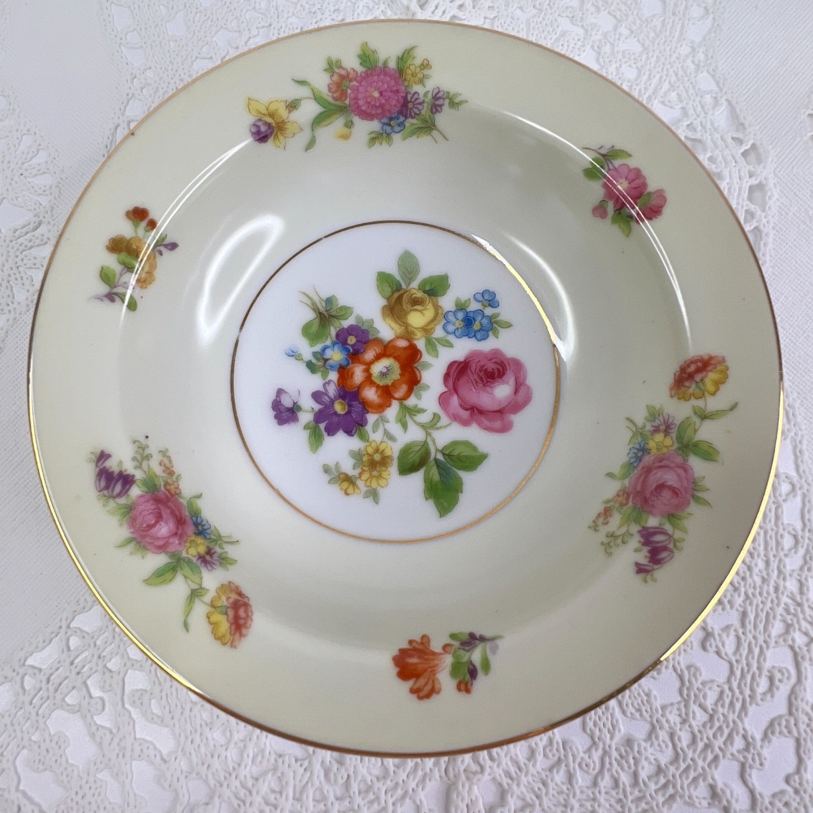 Vintage Rose China Berry Fruit Bowls Set Of 5 Occupied Japan 5.5″ Elegant Dining