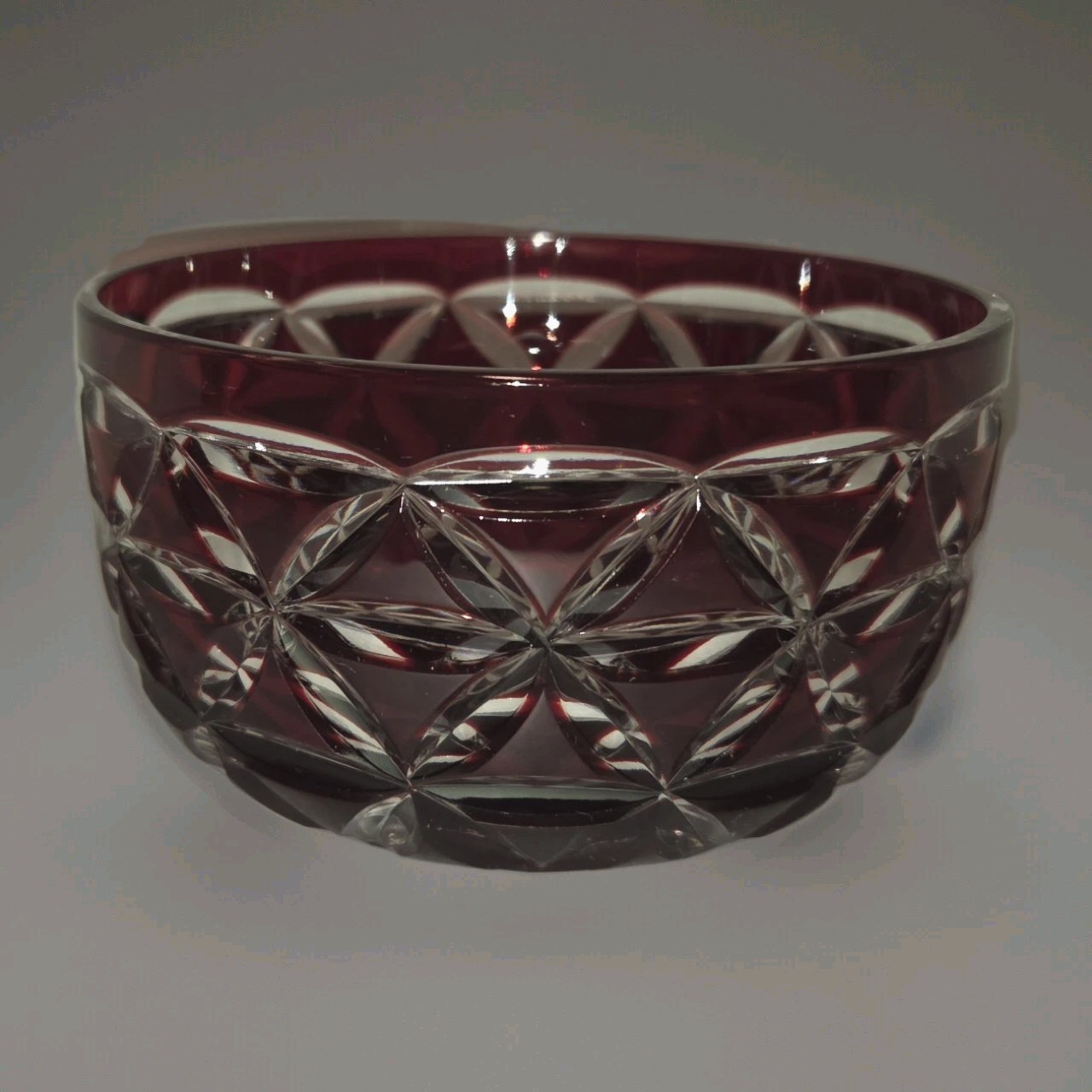Ruby Red Crystal Bowl Cut To Clear Small Serving Side Dish Candy