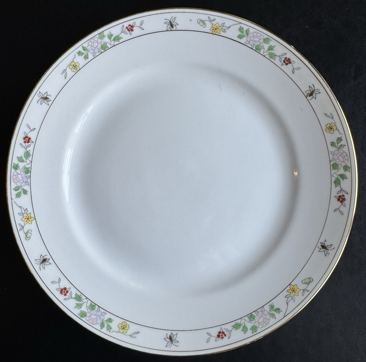 Noritake N1611 Field Japan (4) Dinner Plates Flowers Bees Rare Gold Hand Painted