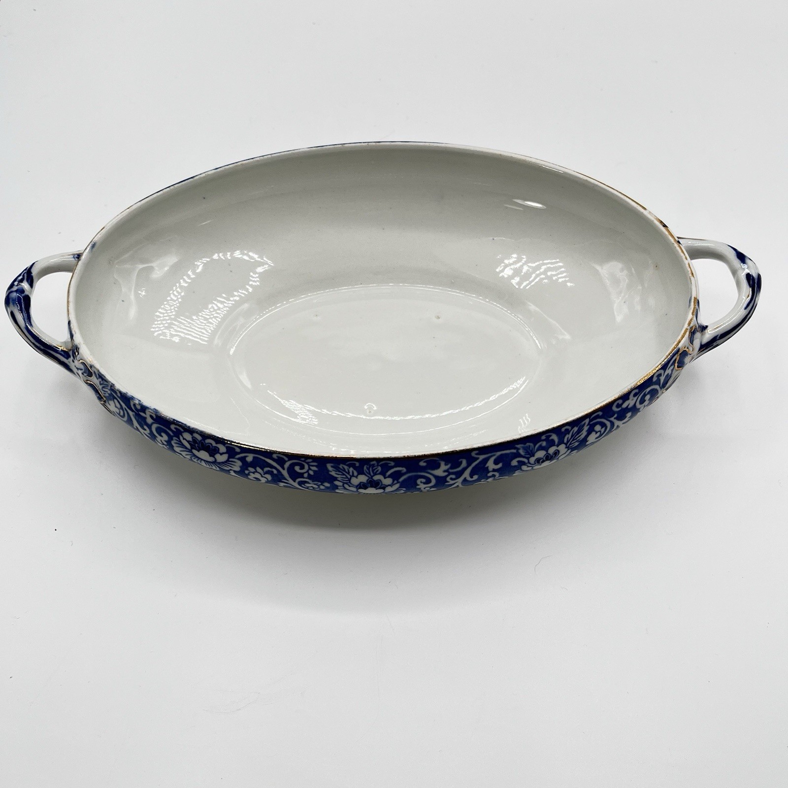 Wood And Sons England Burlington Covered Dish Blue White Discontinued Antique