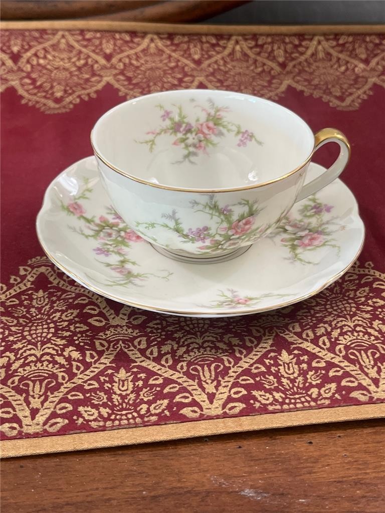 Theodore Haviland NY China ROSALINDE Pattern – FLAT CUP & SAUCER SET – NICE!