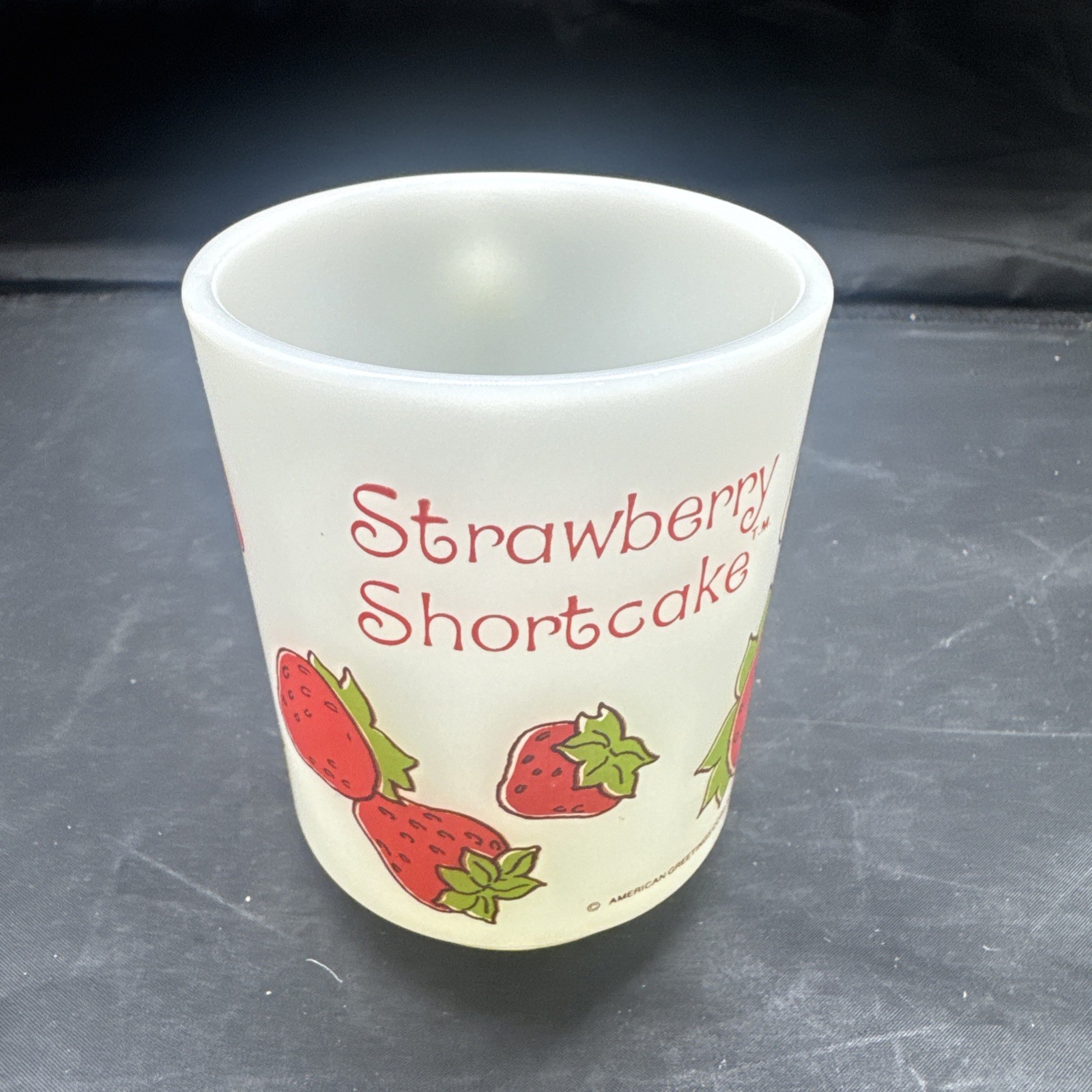 Anchor Hocking Strawberry Shortcake Milk Glass Kids Mug Oven Proof 1980s