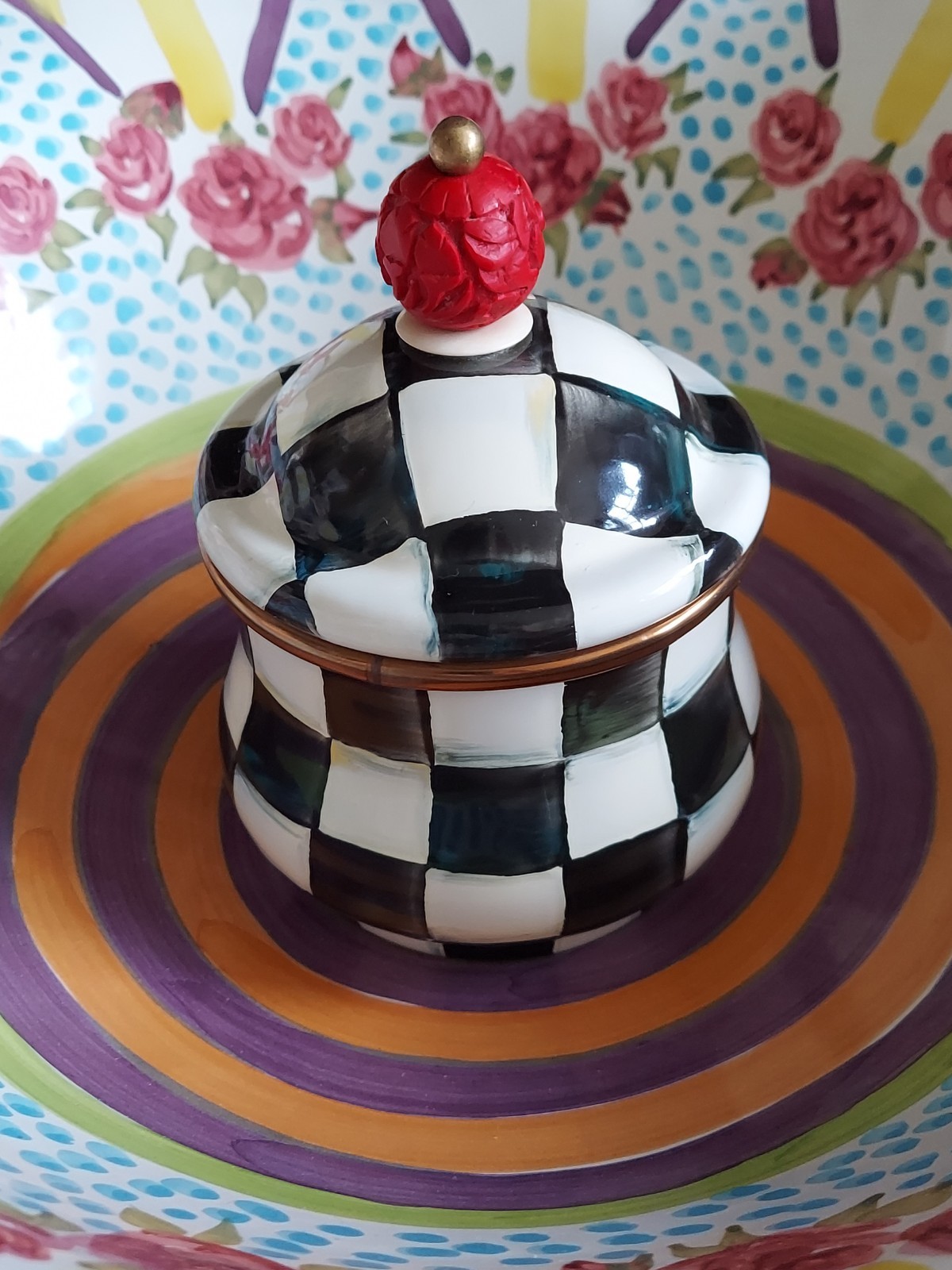 MacKenzie-Childs Courtly Check Sugar Bowl & Lid