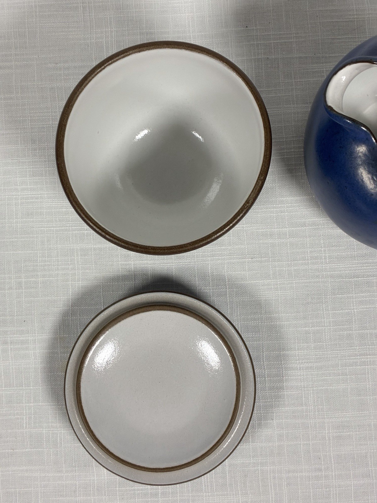 Heath Ceramics Blue Creamer (Cream) and Sugar Bowl with Lid (Moonstone?)