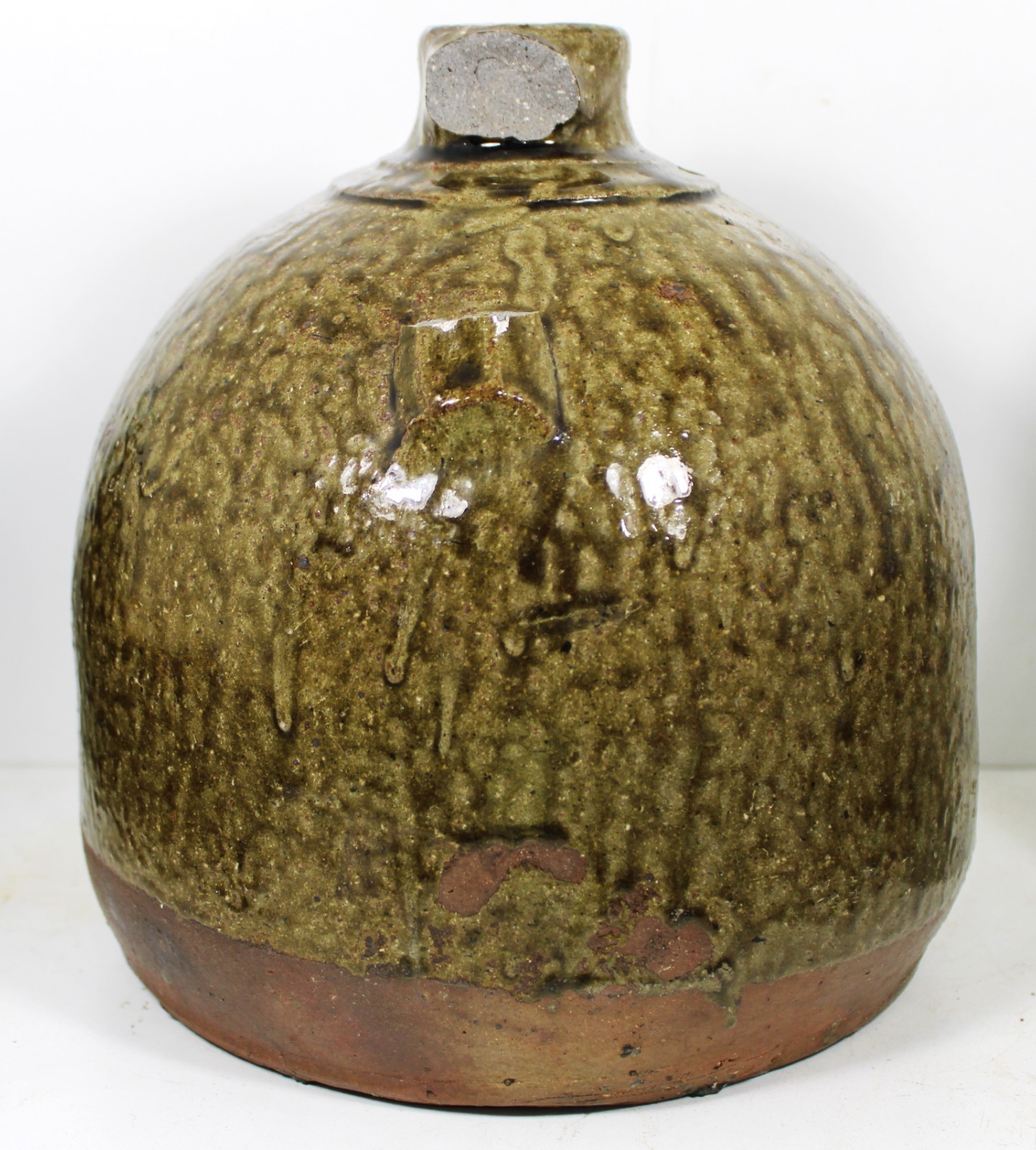 VINTAGE SOUTHERN POTTERY 1 GAL. BUGGY JUG GEORGIA DRIPPY GLAZE NO HANDLE