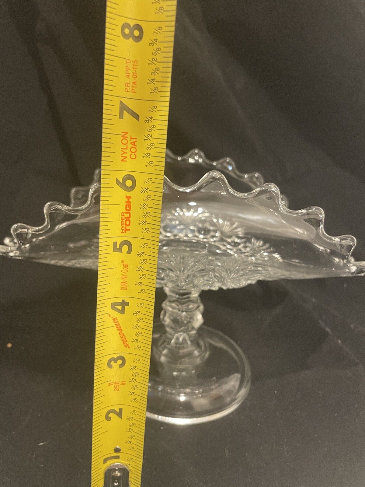 Bryce Higbee CHARM Rosette and Palms Banana Stand Clear Glass 6” Tall