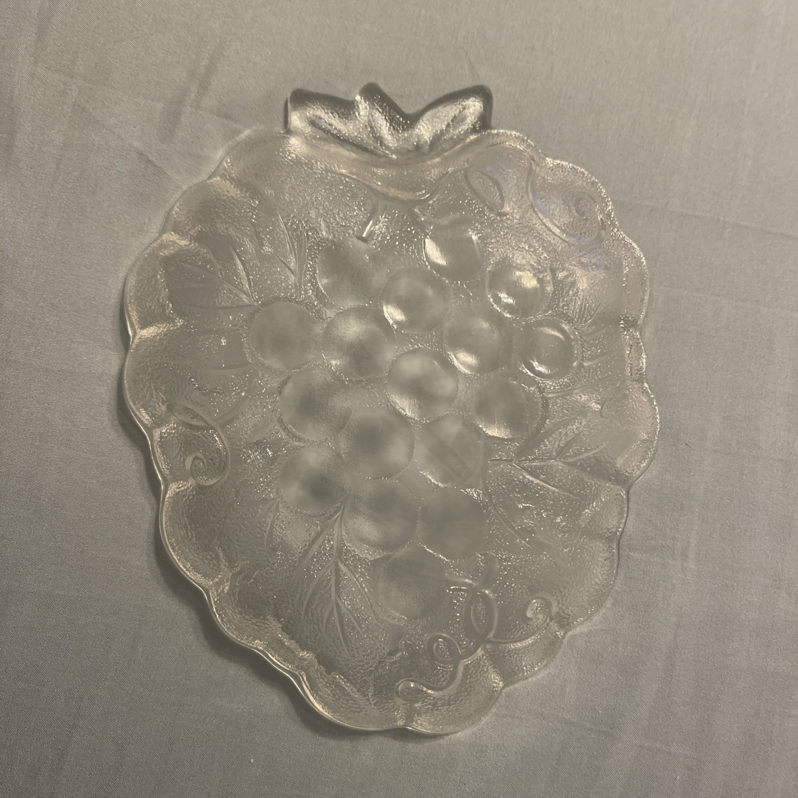 Vintage Clear Glass Grape Vine Candy Dish