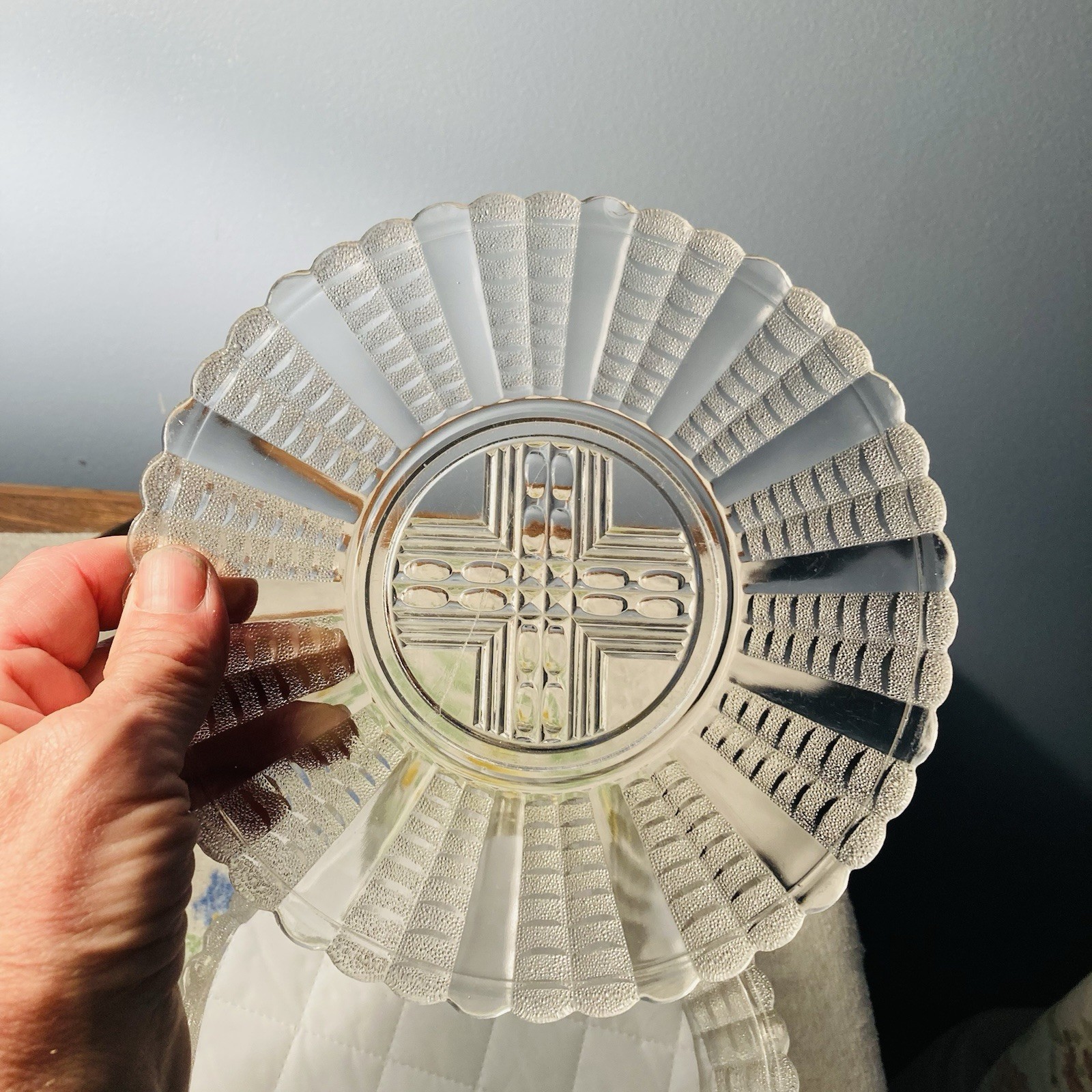 Set Of 6 EAPG Bryce Brothers Coral aka Fishscale 7” Clear Round Plates 1888