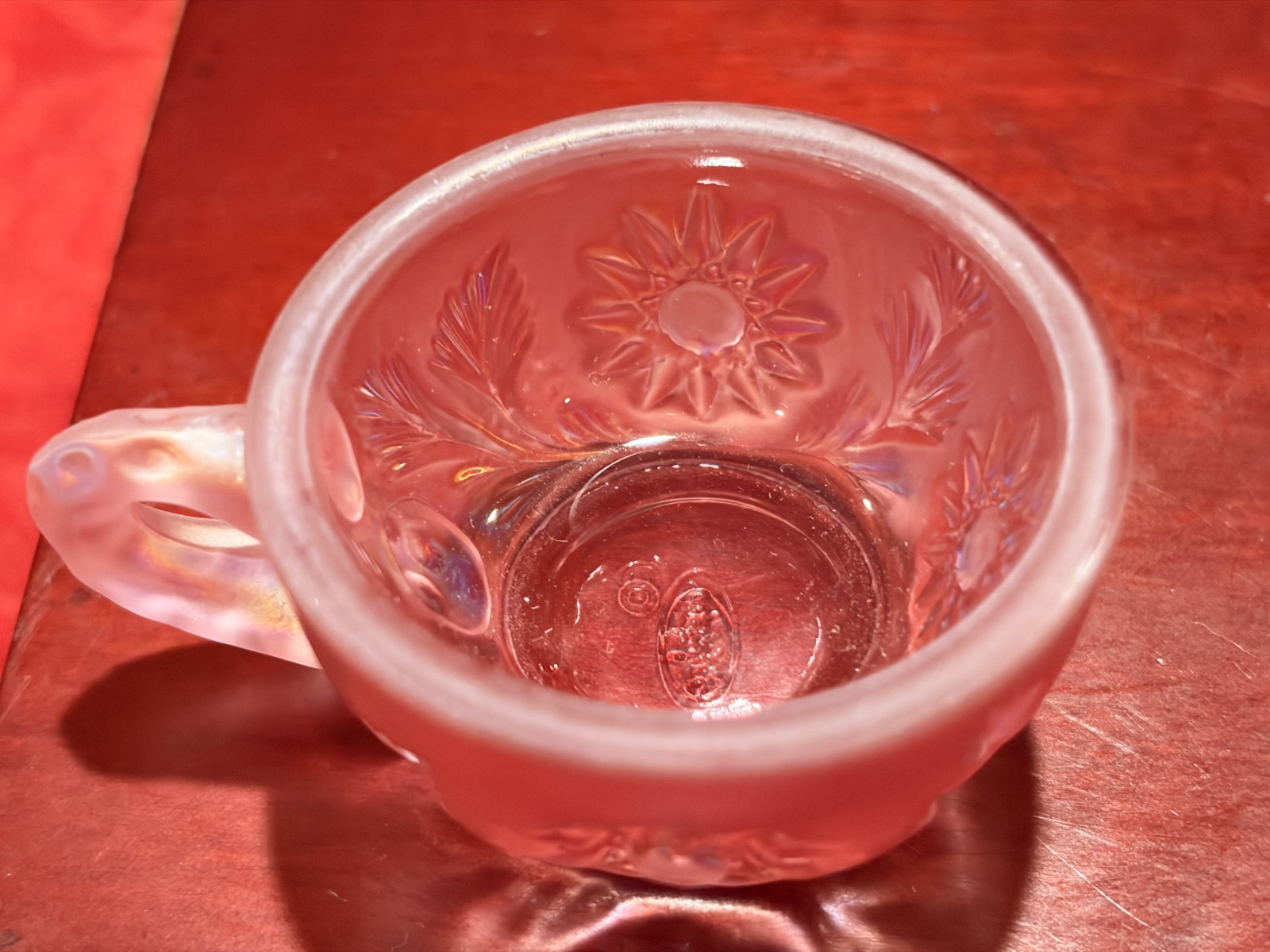 RARE Vtg Fenton Dusty Rose Pink Carnival Glass Miniature Punch Bowl Set/4 Cups