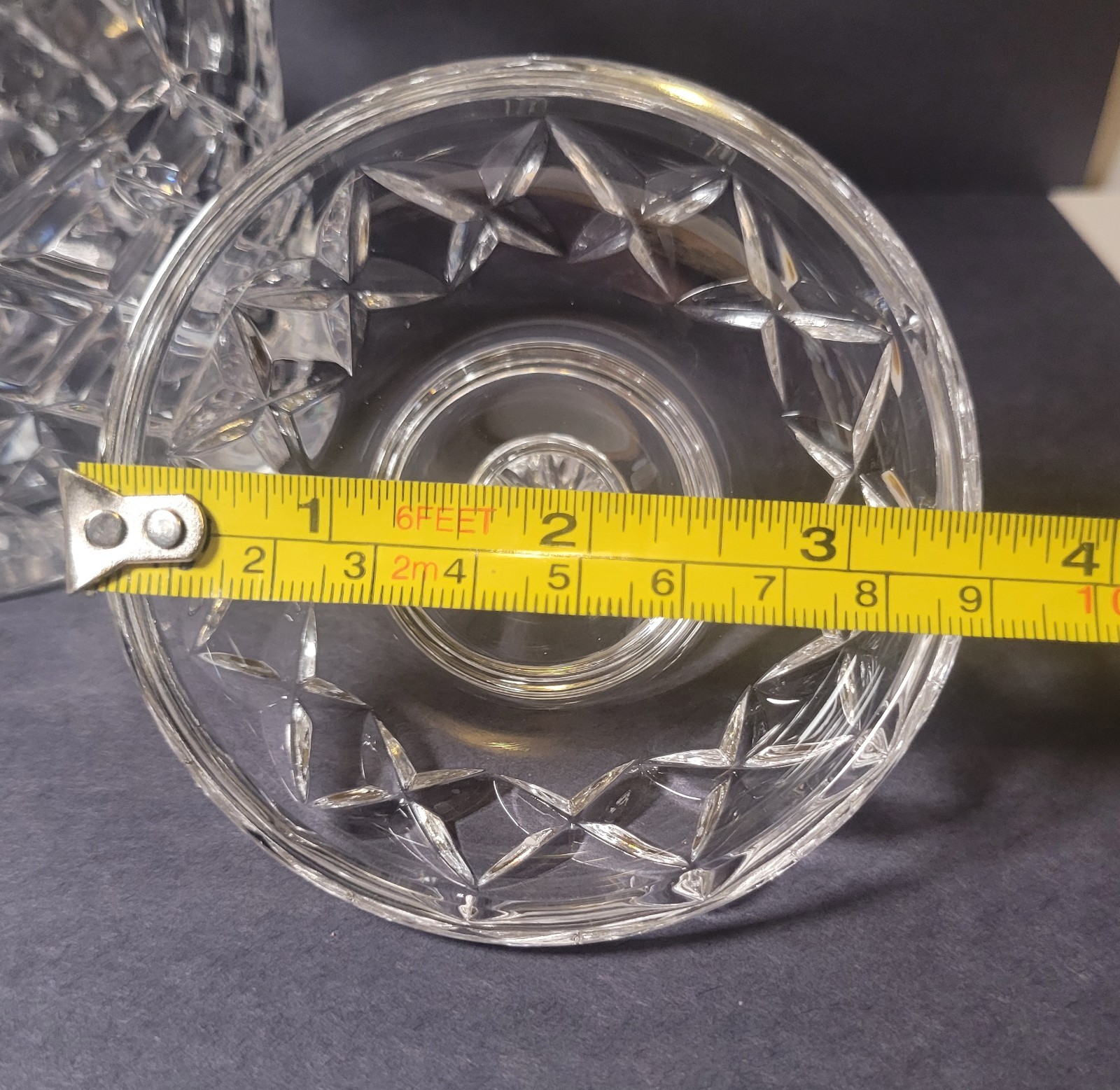 Vintage Lead Crystal Cut Glass Biscuit Barrel or Cookie / Candy Jar 6.75″