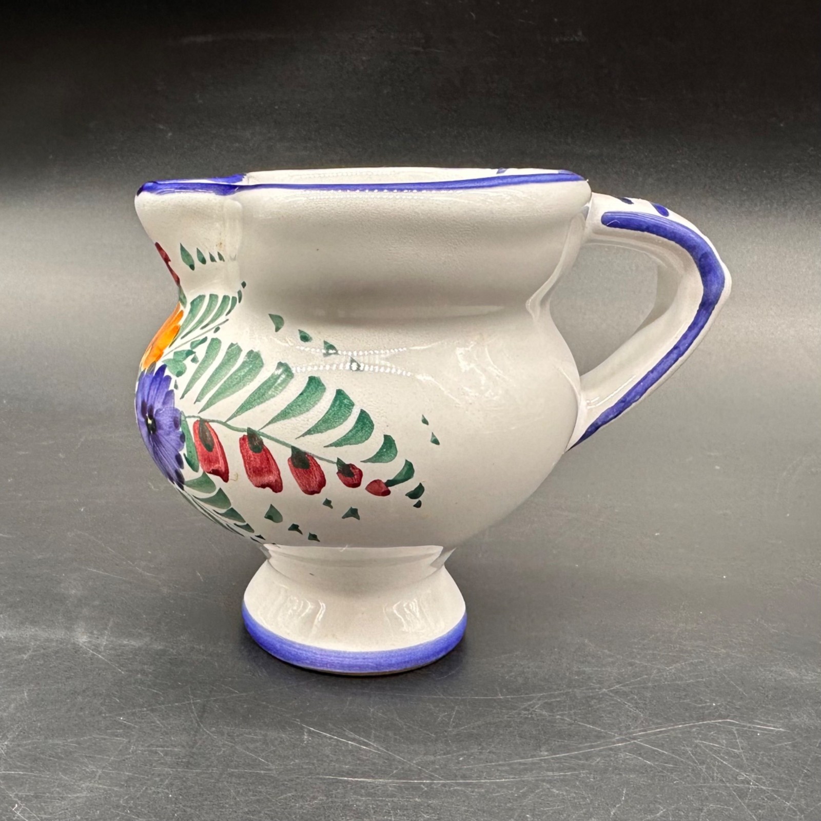Vintage Floral Creamer Mini Pitcher Vase Italian Hand Painted Flowers Italy
