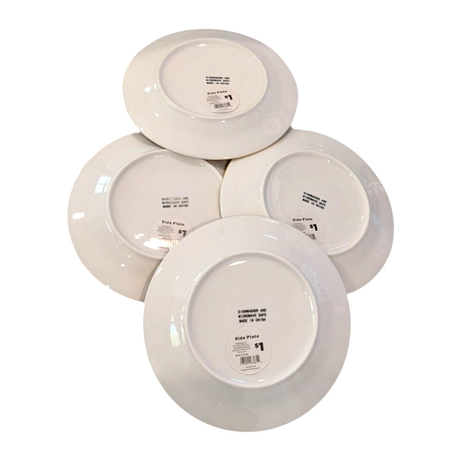 Bee-Themed Hexagon Pattern Side Plates Set Of 4 With Yellow Rim