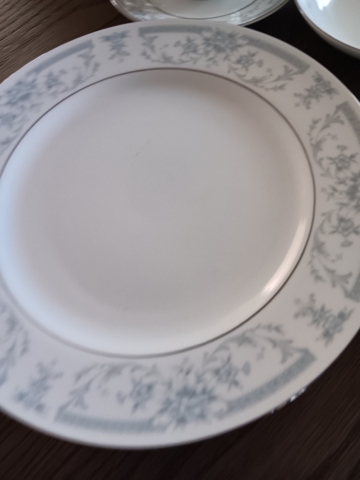Five Piece Set Of Sheffield Blue Whisper China Plate- Desert- Bowl- Cup & Saucer