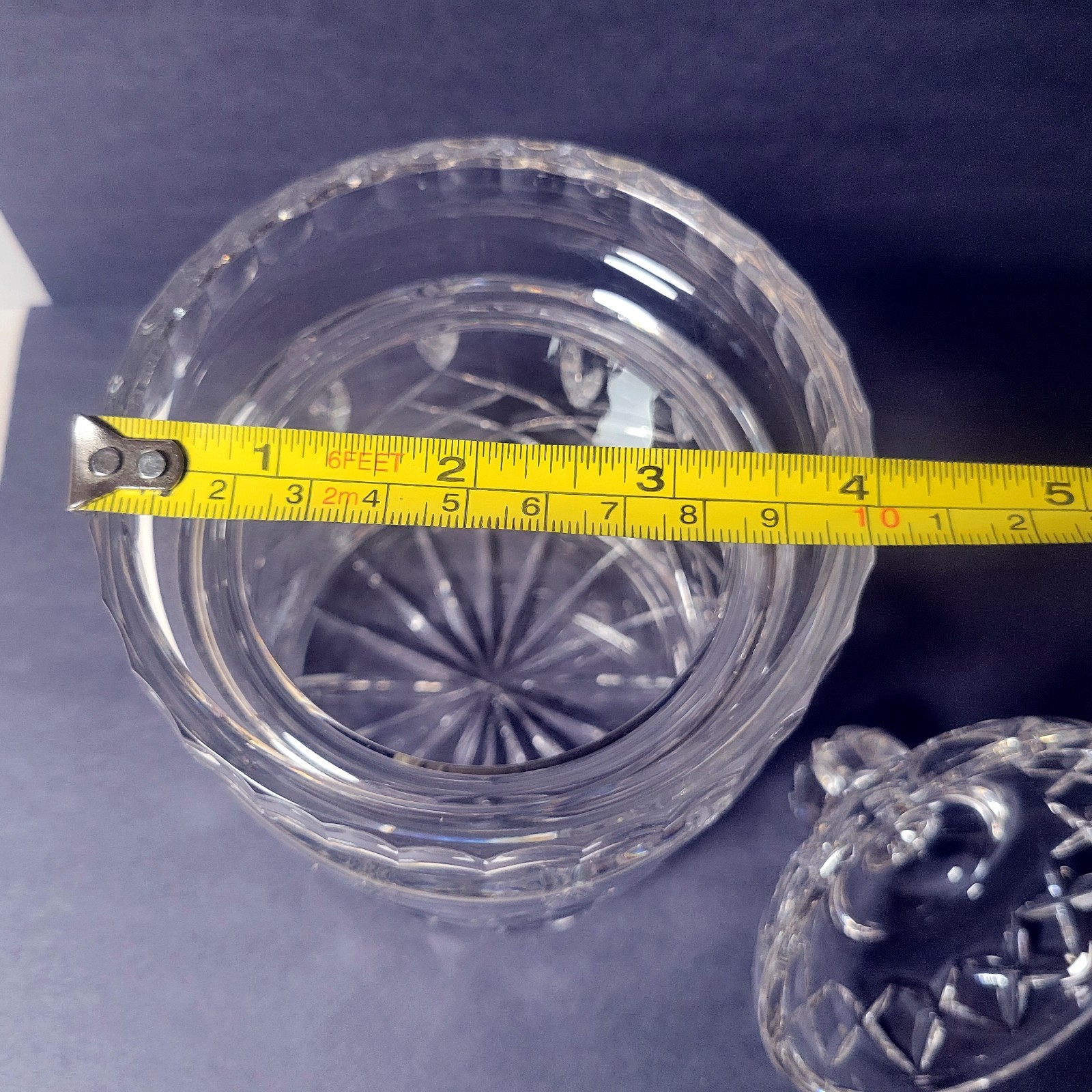 Vintage Lead Crystal Cut Glass Biscuit Barrel or Cookie / Candy Jar 6.75″