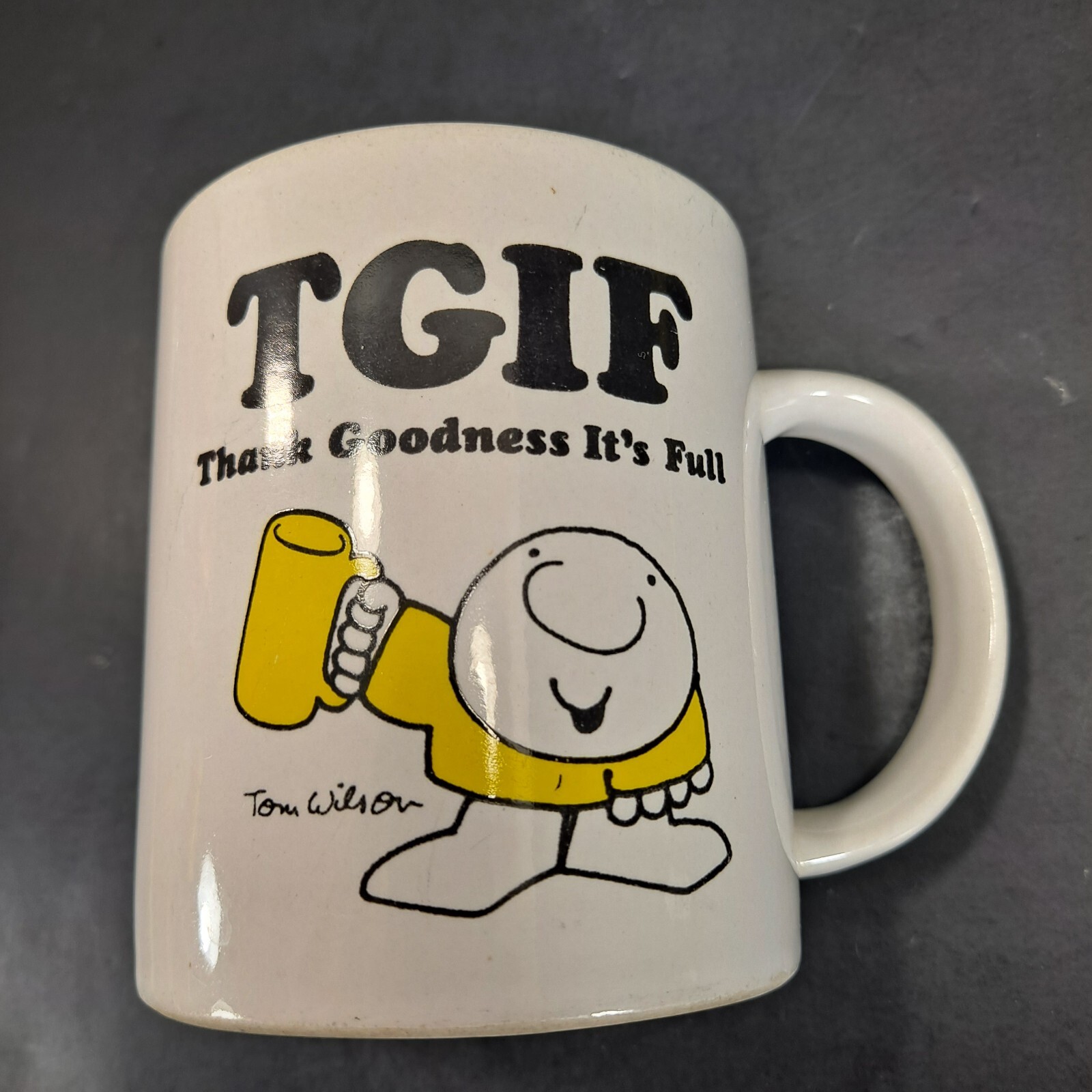 1980 Tom Wilson Ziggy Mug TGIF Thank Goodness It’s Full Coffee Cup Mug Comic VTG