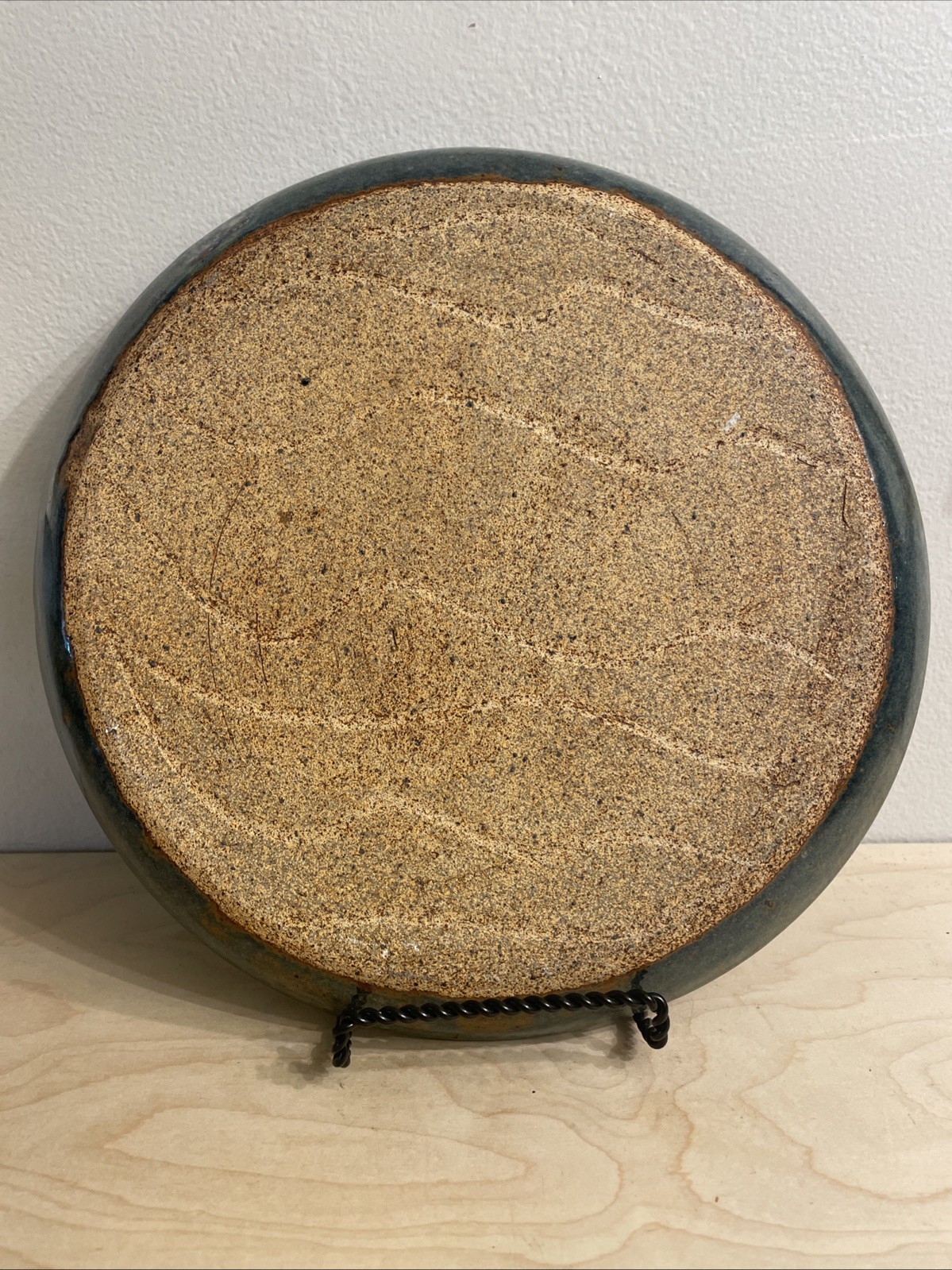 Vintage Blue/green/brown Speckled Art Pottery Stoneware Dinner Plates – Set Of 2
