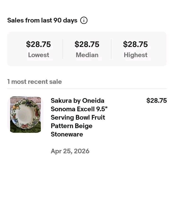 Sakura Oneida Sonoma Excell Stoneware Fruit Pattern Serving Bowl 9⅜” Excellent