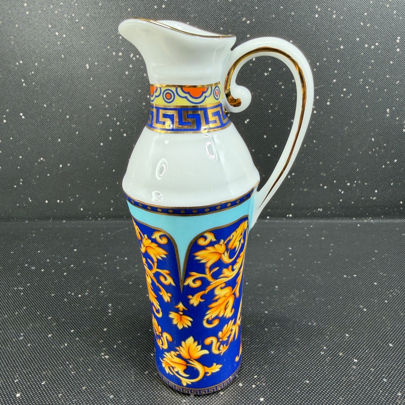 Limoges Casa Elite Bacchus God of Wine Cruet Set 2 Porcelain Jars Blue Gold
