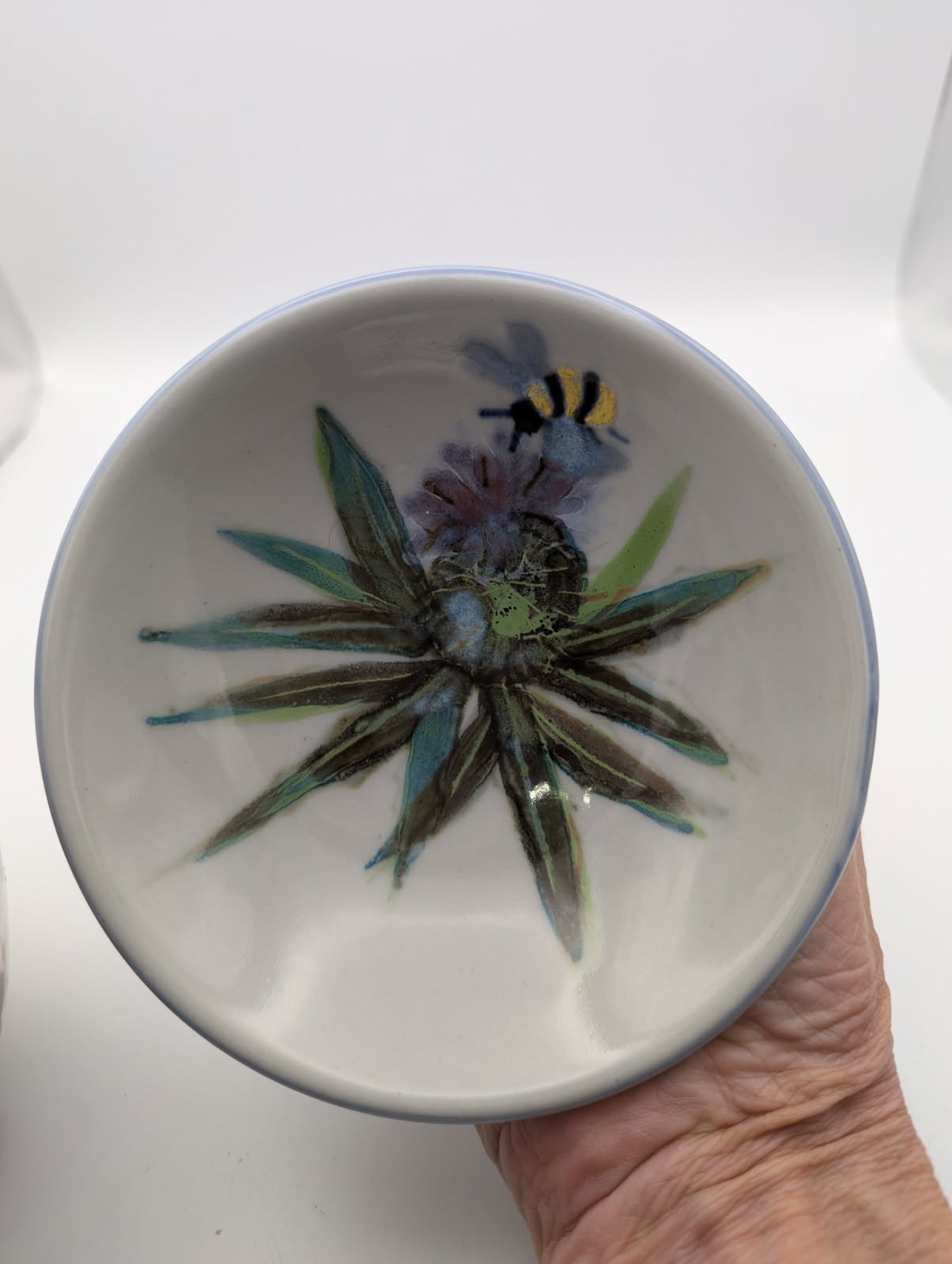 Highland Stoneware- Small Bowl Hand painted Bee and Thistle