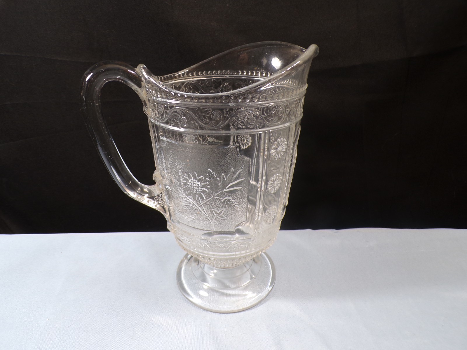 Vintage Circa 1880 Bryce Brothers Clear Glass Willow Oak Milk Pitcher
