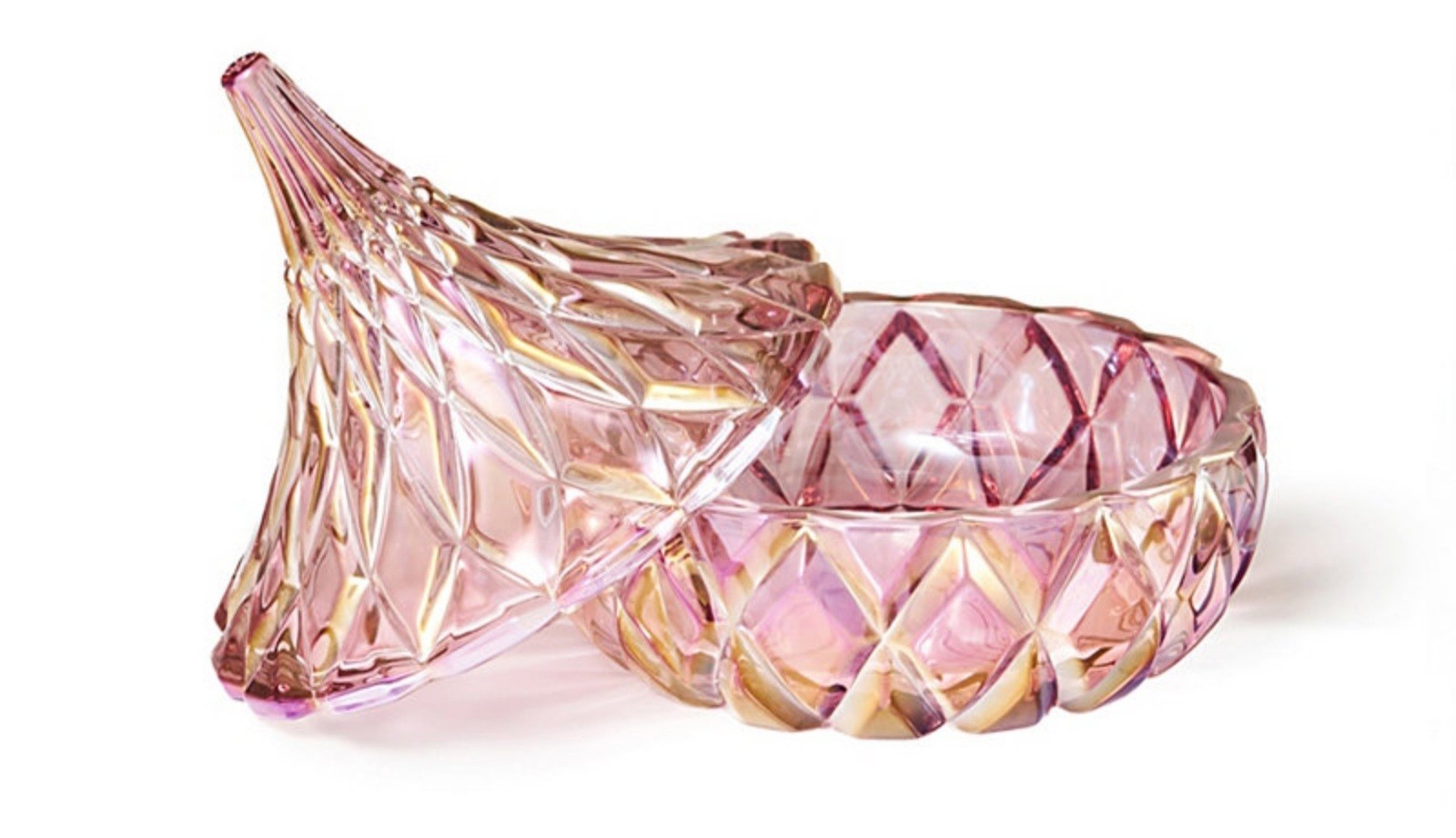 Hershey’s Kiss Pink Crystal Covered Candy Dish Godinger Pink/Blush *NIB*