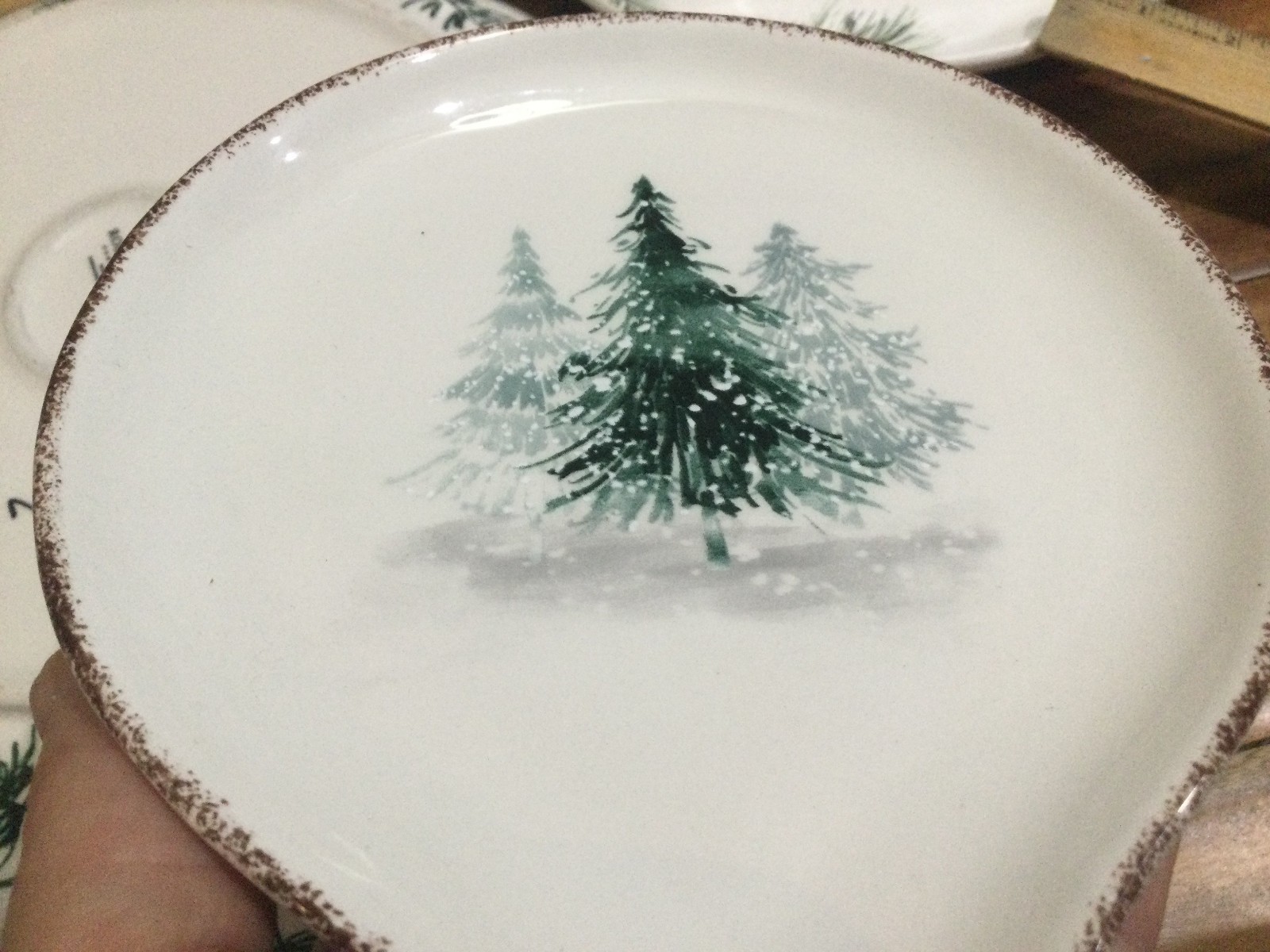 Robert Stanley Home Collection Pine Holiday Forest serving bowl+spoon rest