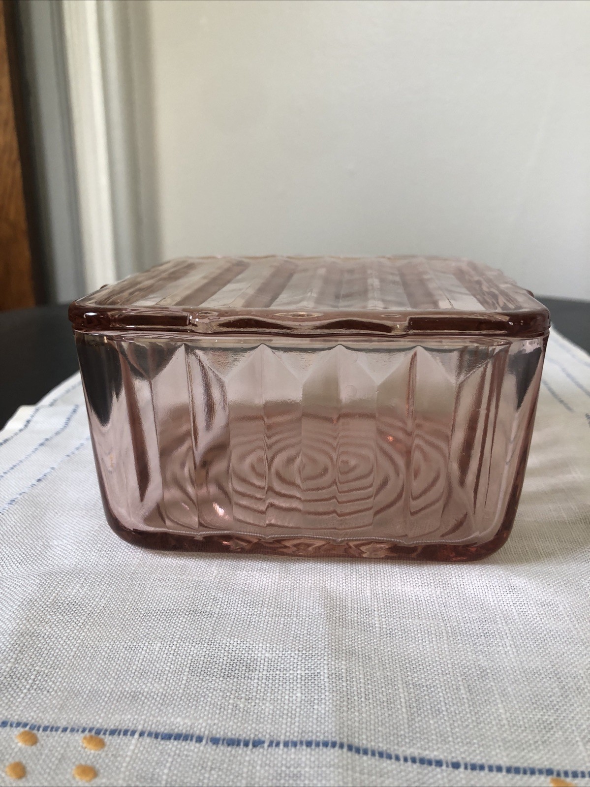 Vintage Jeannette Glass Jenny Ware Pink Depression Glass Refrigerator Dish With
