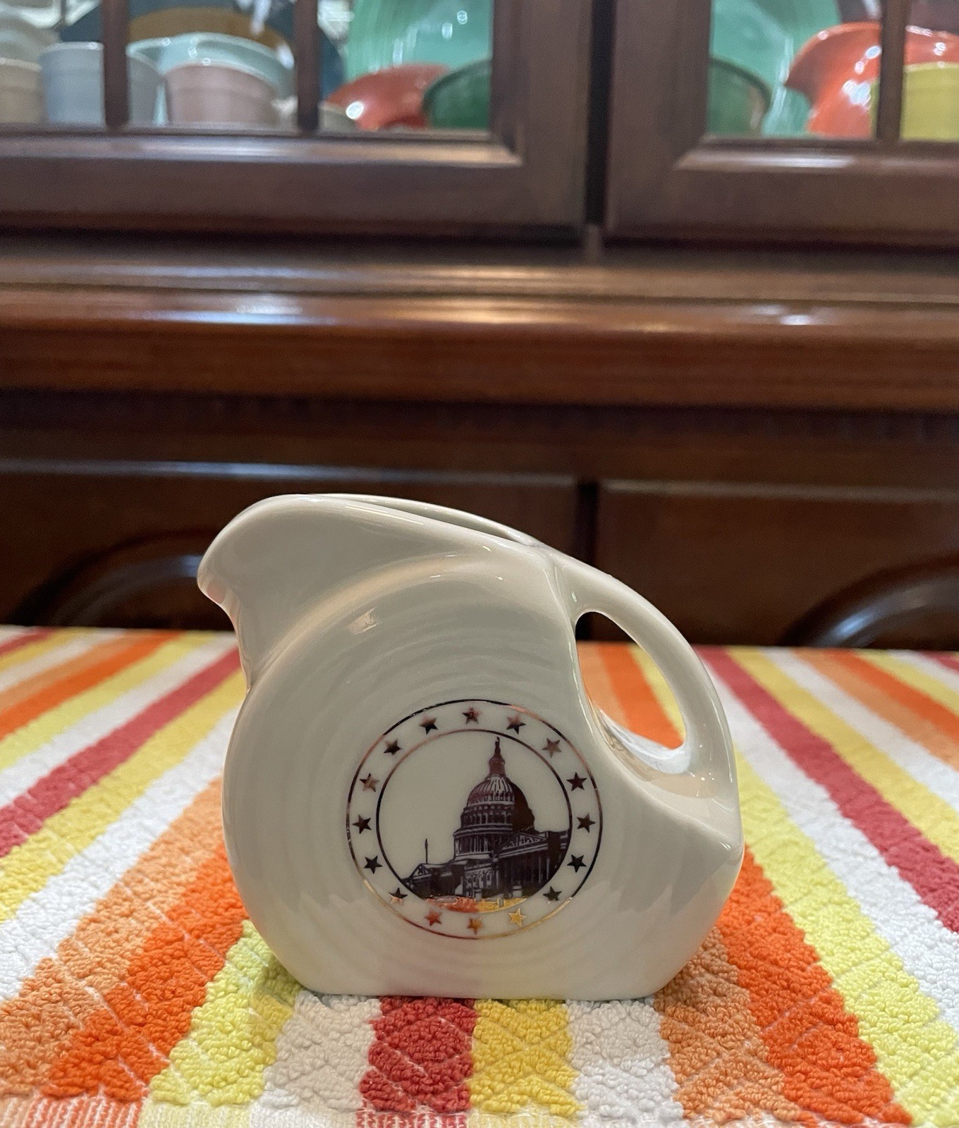 Fiesta US Senate Capitol Mini Disk Pitcher 2026 On Linen Pristine VHTF Gift Shop