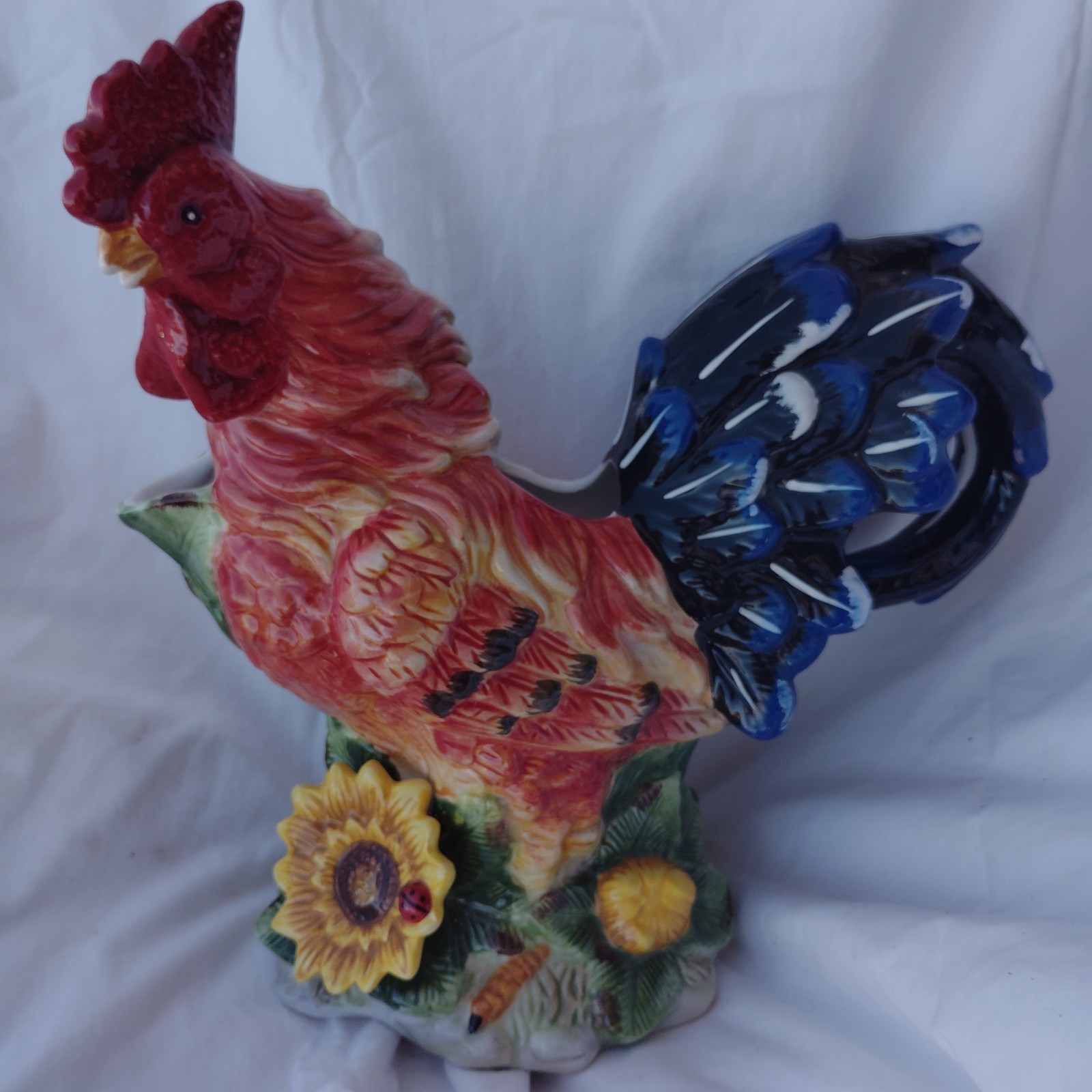 Fitz & Floyd Classics Country Gourmet Rooster 12” Tall Pitcher Centerpiece