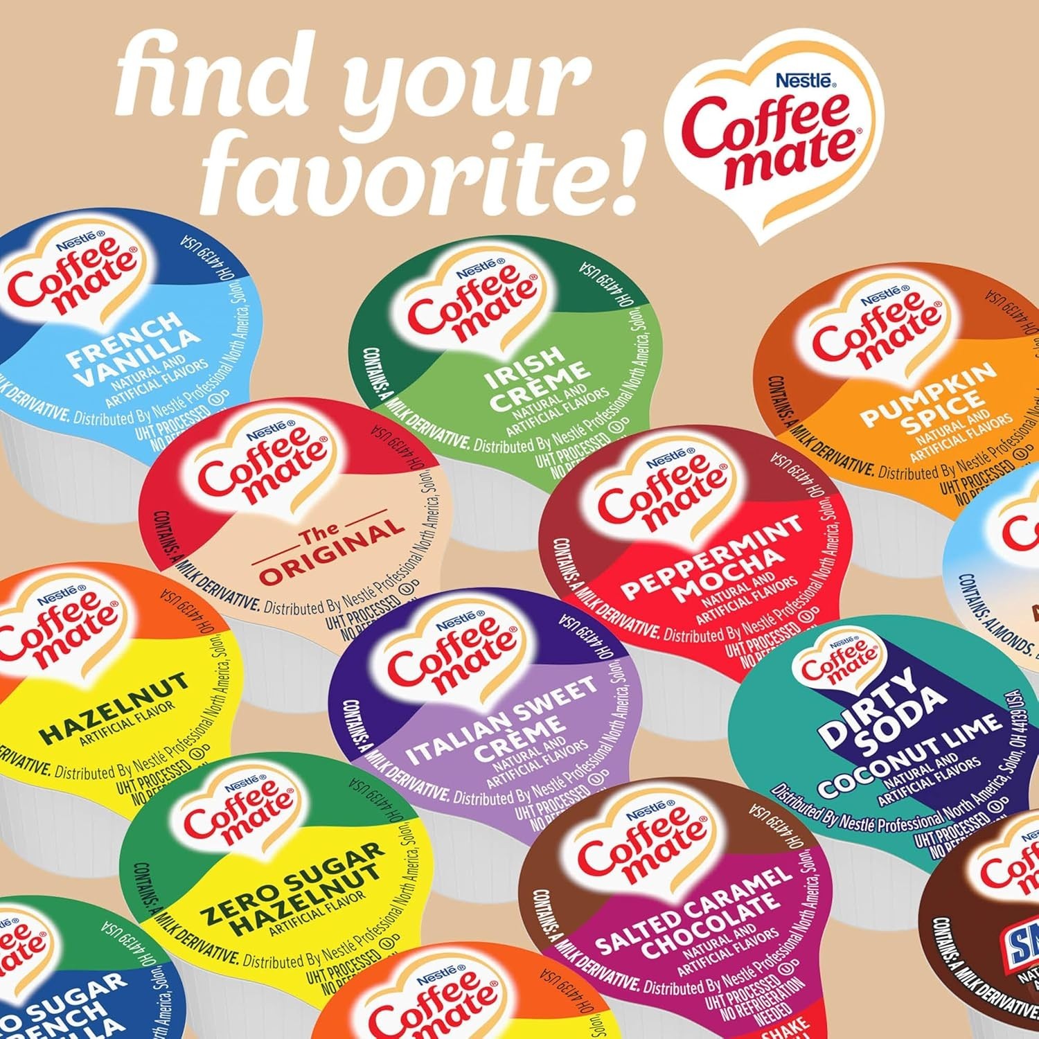 Velvety Smooth Liquid Coffee Creamer Singles – Lactose-Free & Kosher, 180 Pack
