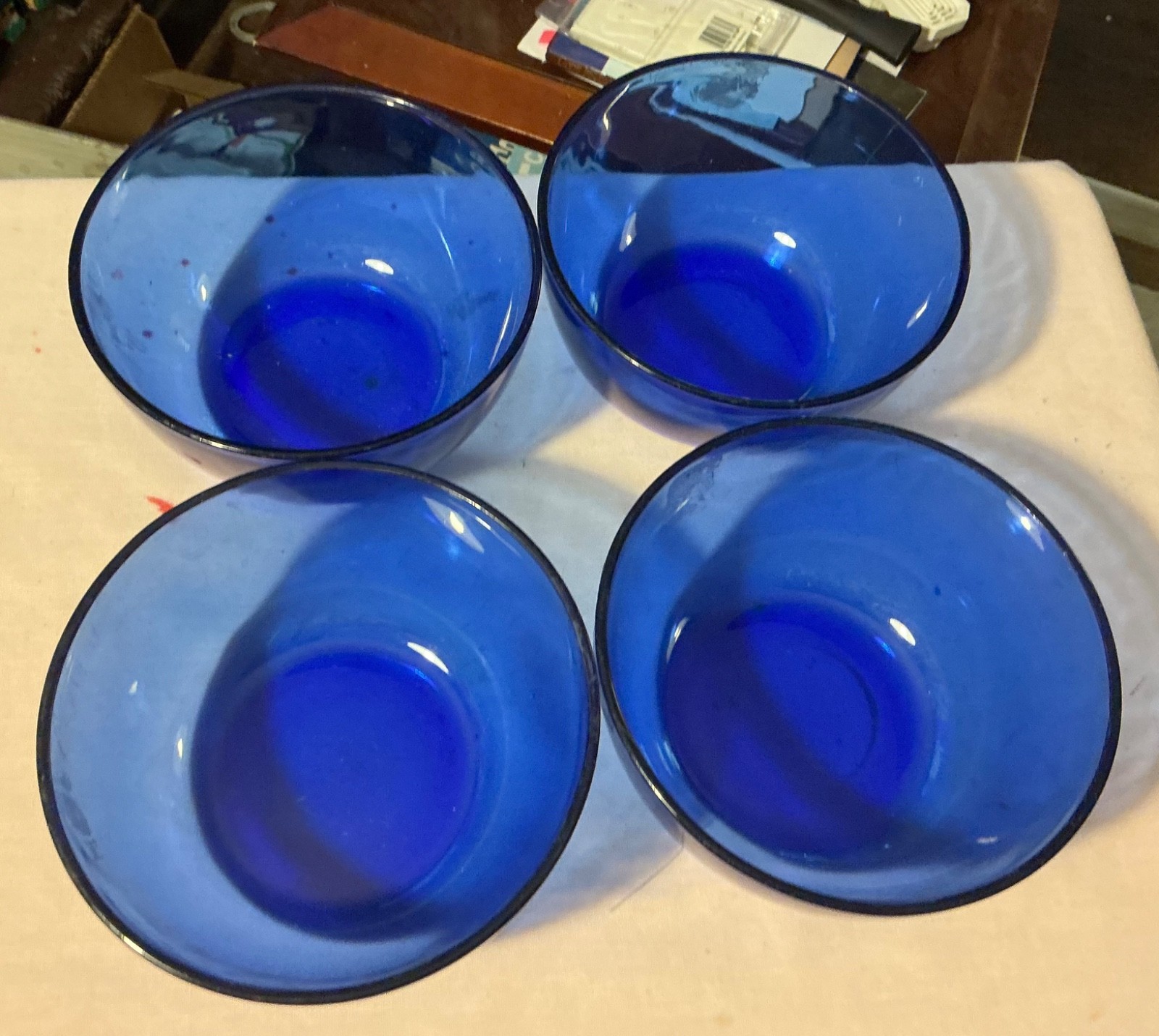 set of 4 royal blue cereal/salad bowls