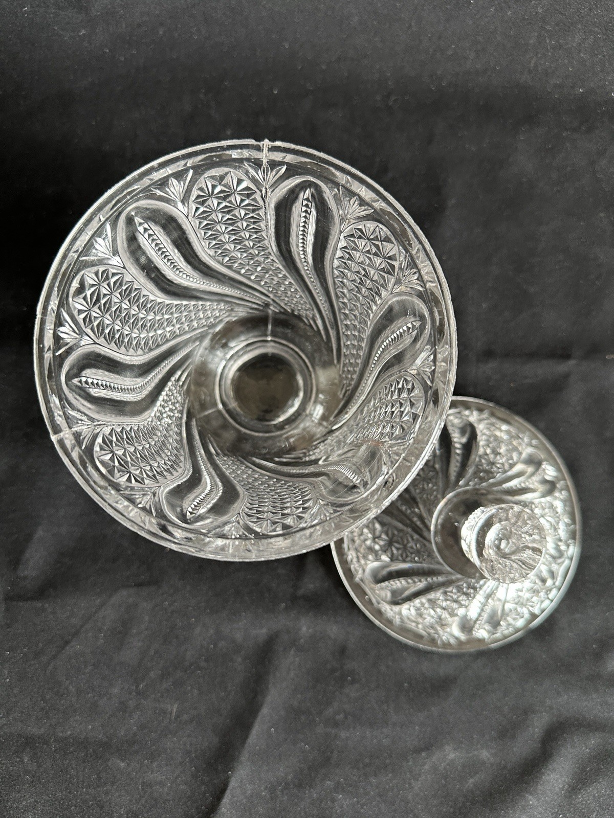 Antique McKee Glass Lidded Sugar Bowl EAPG Doric Swirled Feather Pattern c. 1896