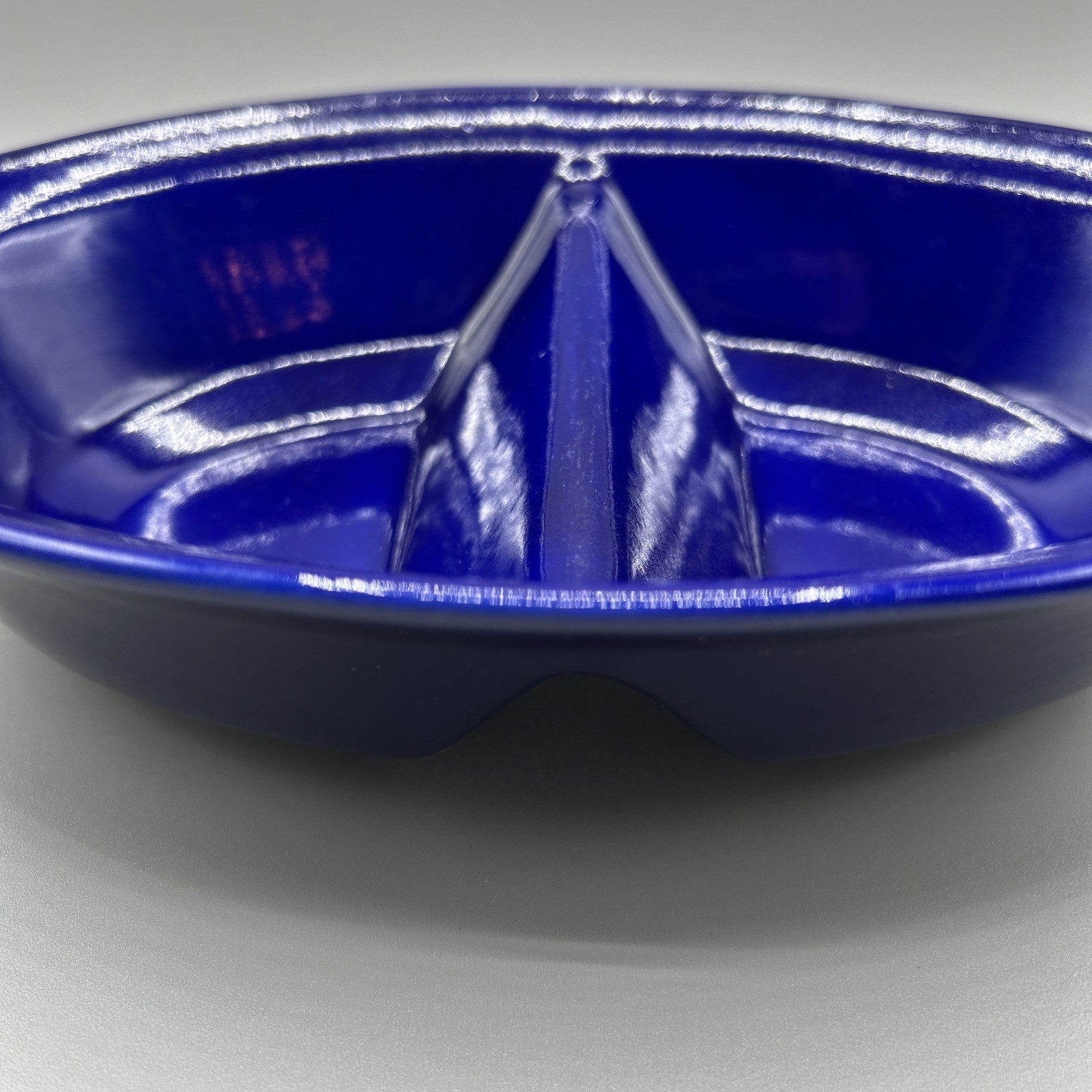 Blue Oval Divided Dish Serving Bowl 2 Compartments 10″ HB1L