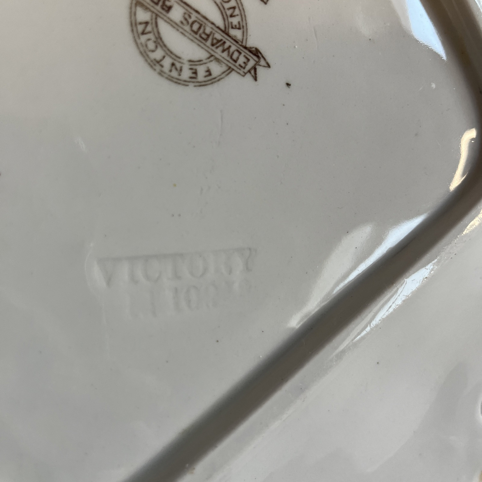 Fenton Plate Edwards Bros Ironstone China Platter England Victory Floral Antique