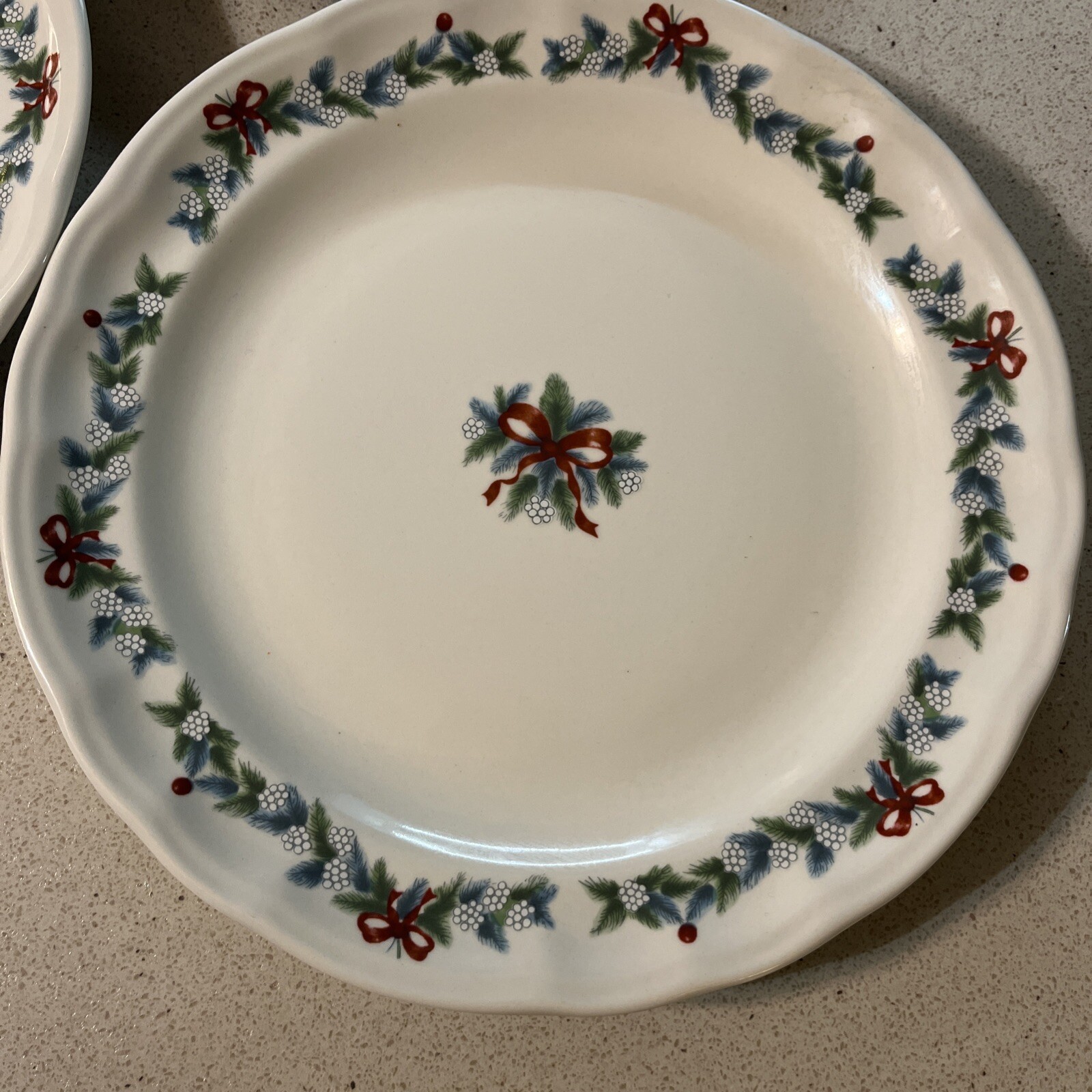 3 Pfaltzgraff Red Ribbons Dinner Plates 11 1/8” Diameter 1994-1997