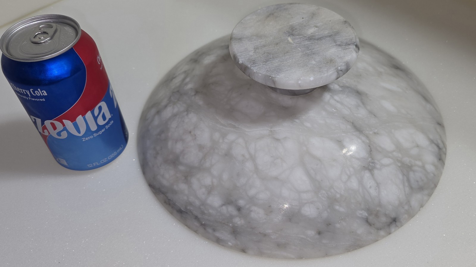 Vintage 12″Diameter ALABASTER MARBLE Compote Centerpiece Bowl ITALY