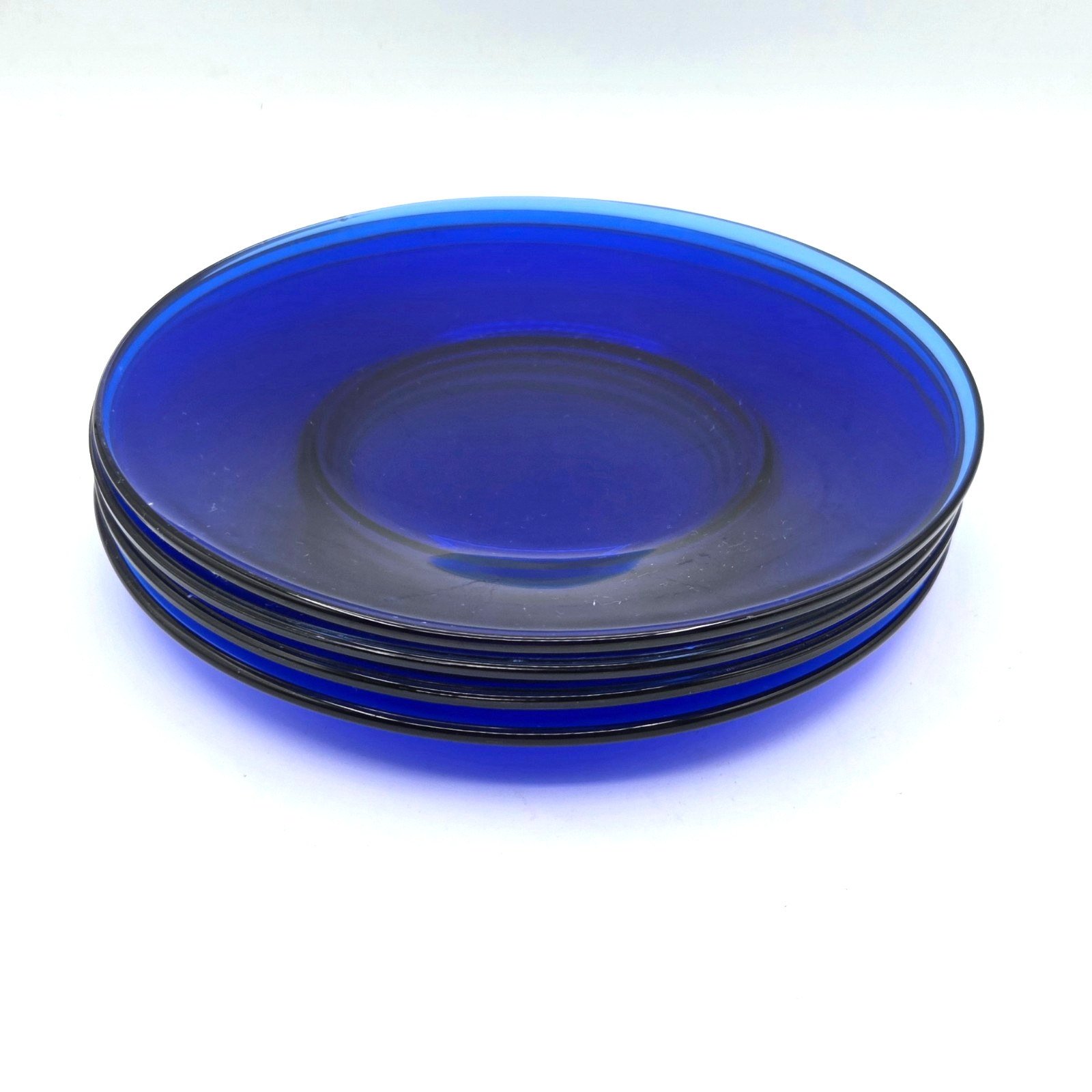 Anchor Hocking Cobalt Blue Glass 8” Salad Dessert Luncheon Plates Set Of 4