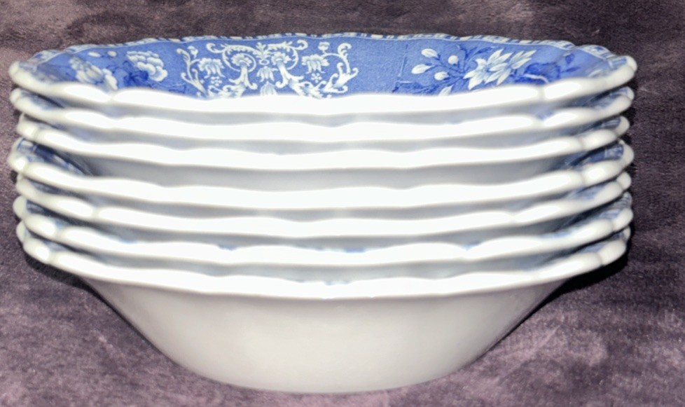 Set Of 6 + 1 Vintage Copeland Spode’s Blue Camilla 5 3/8″ Fruit, Dessert Bowls