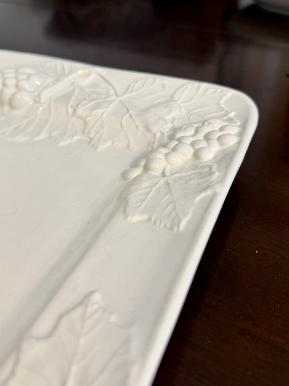 Elios Italian Grapevine Serving Platter Italy Ivory White Pottery Tray Decor