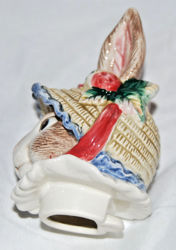 VTG 1992 Fitz and Floyd Bunny Bonnet Hill Ceramic Teapot Mother Baby Rabbit 40oz