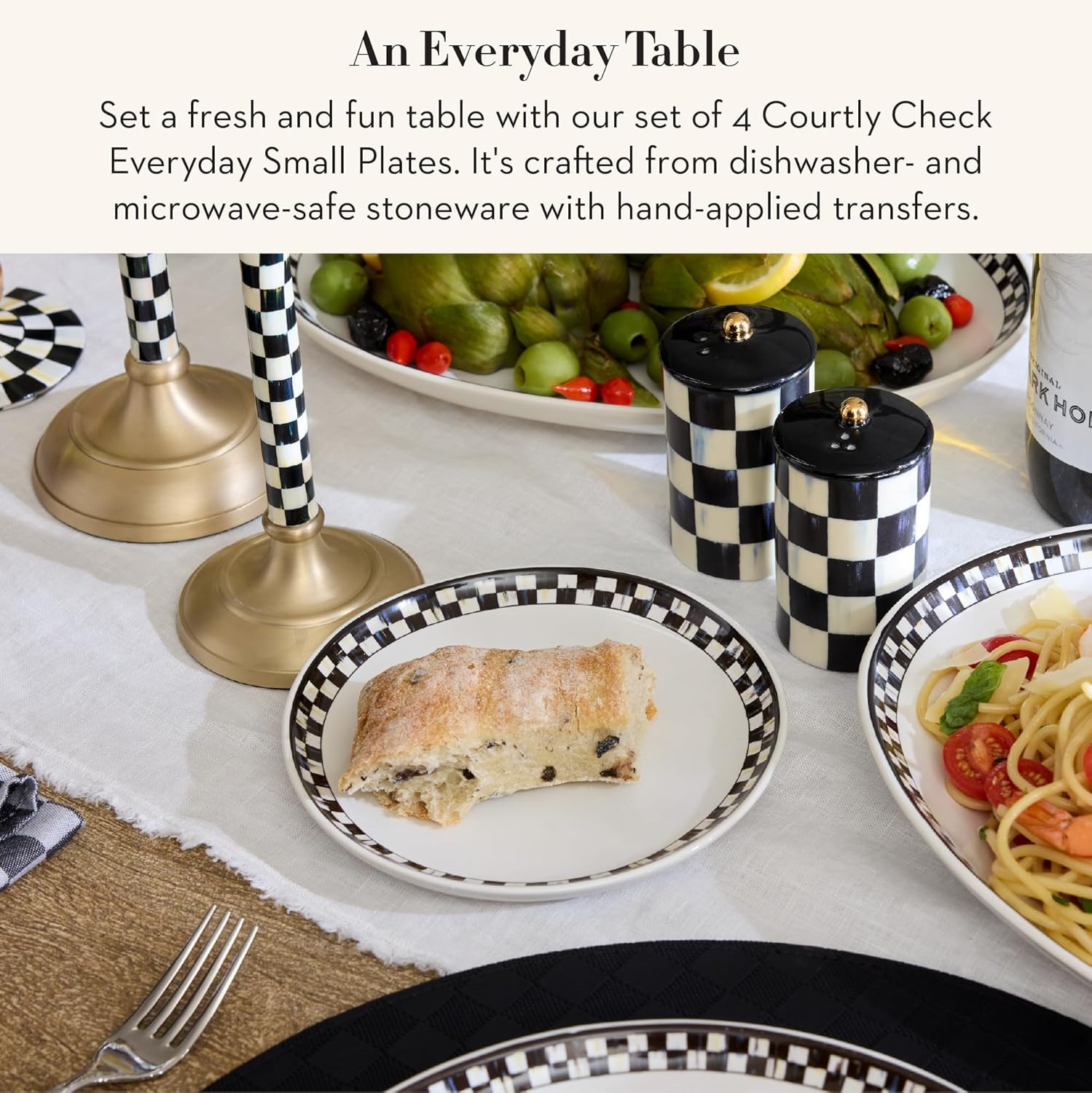 Set of 4 Courtly Check Salad Plates, Microwave & Dishwasher Safe