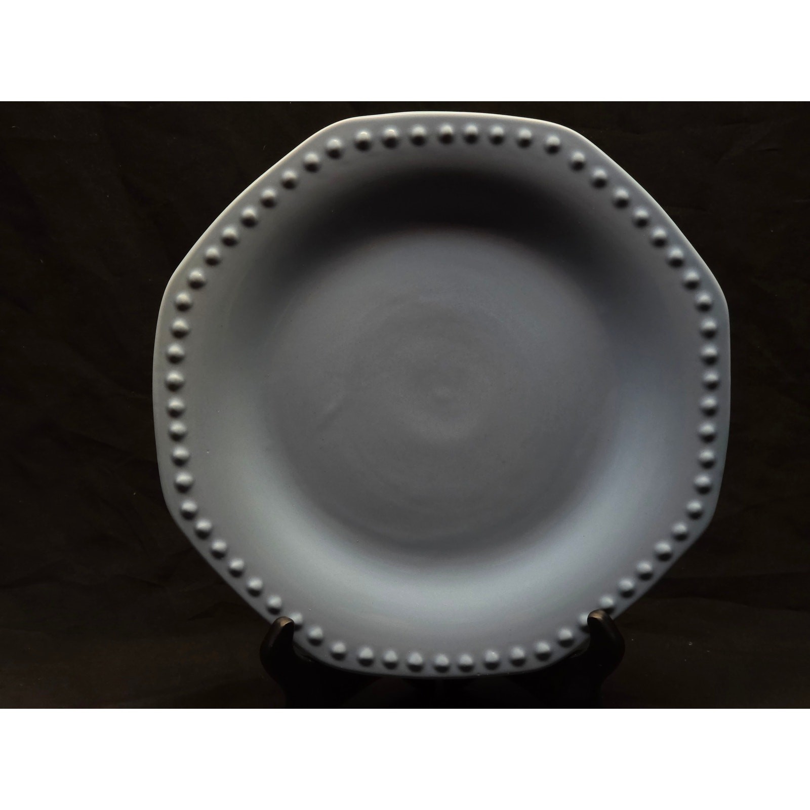 Elegant Dining Robin Egg Blue Beaded Octagon Dinner Plates 10.75″ Set of 6