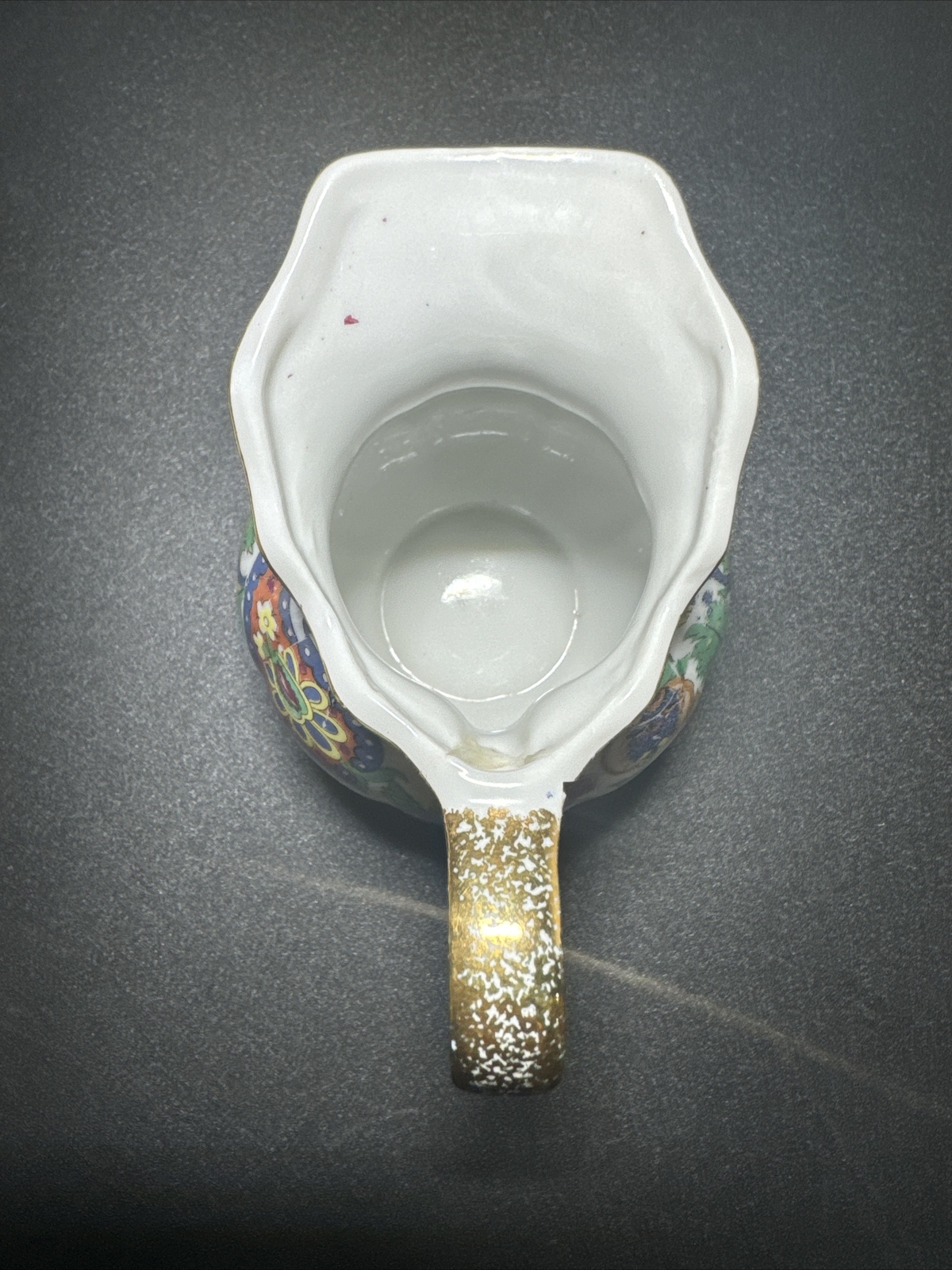 Lefton Vintage China Creamer/Pitcher With Saucer Foil Sticker Flowers Paisley