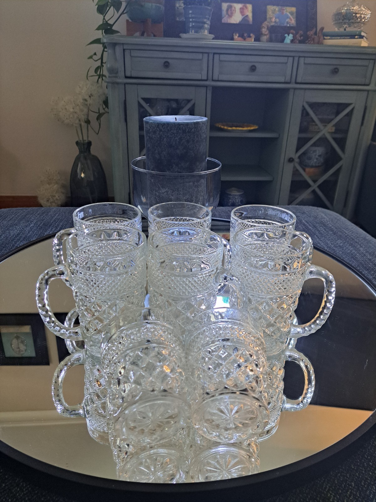VTG Anchor Hocking Wexford Diamond Cut 5.4″ Mugs (6) & 3.75″ Glasses (2)